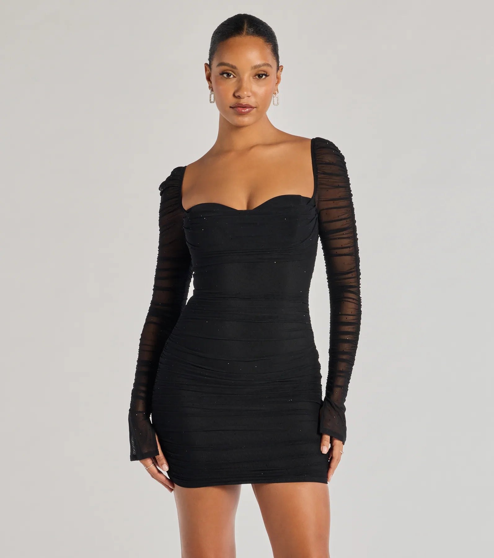 Ultimate Glam Studded Mesh Mini Dress