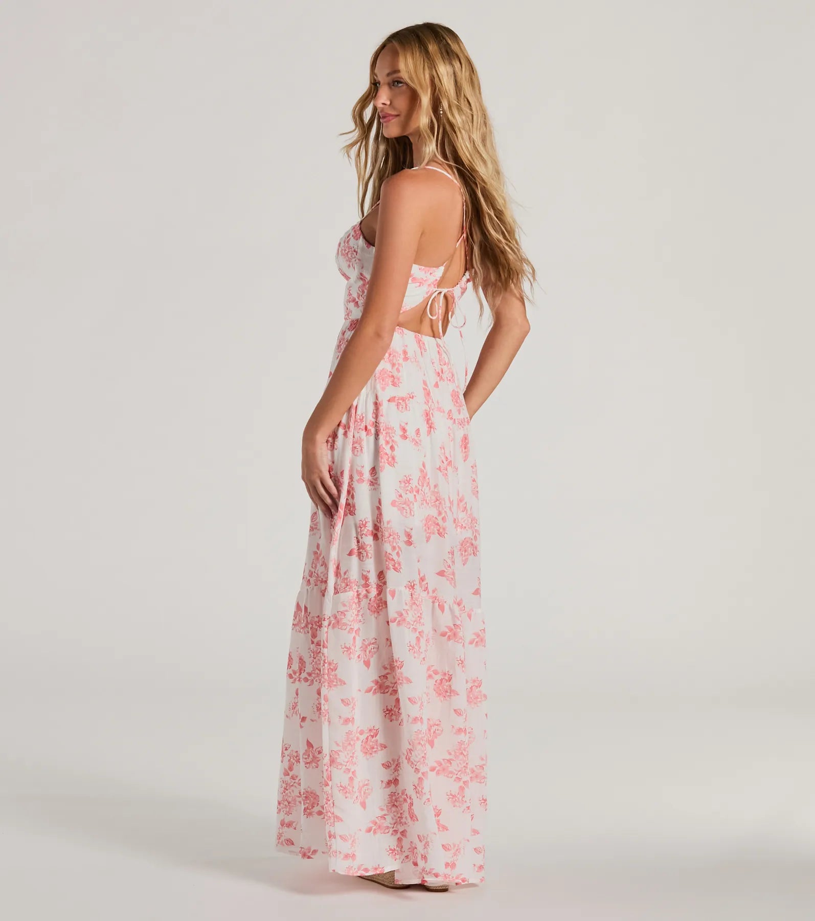 Ultimate Charm Floral Tie-Back Maxi Dress | Lightweight & Stylish