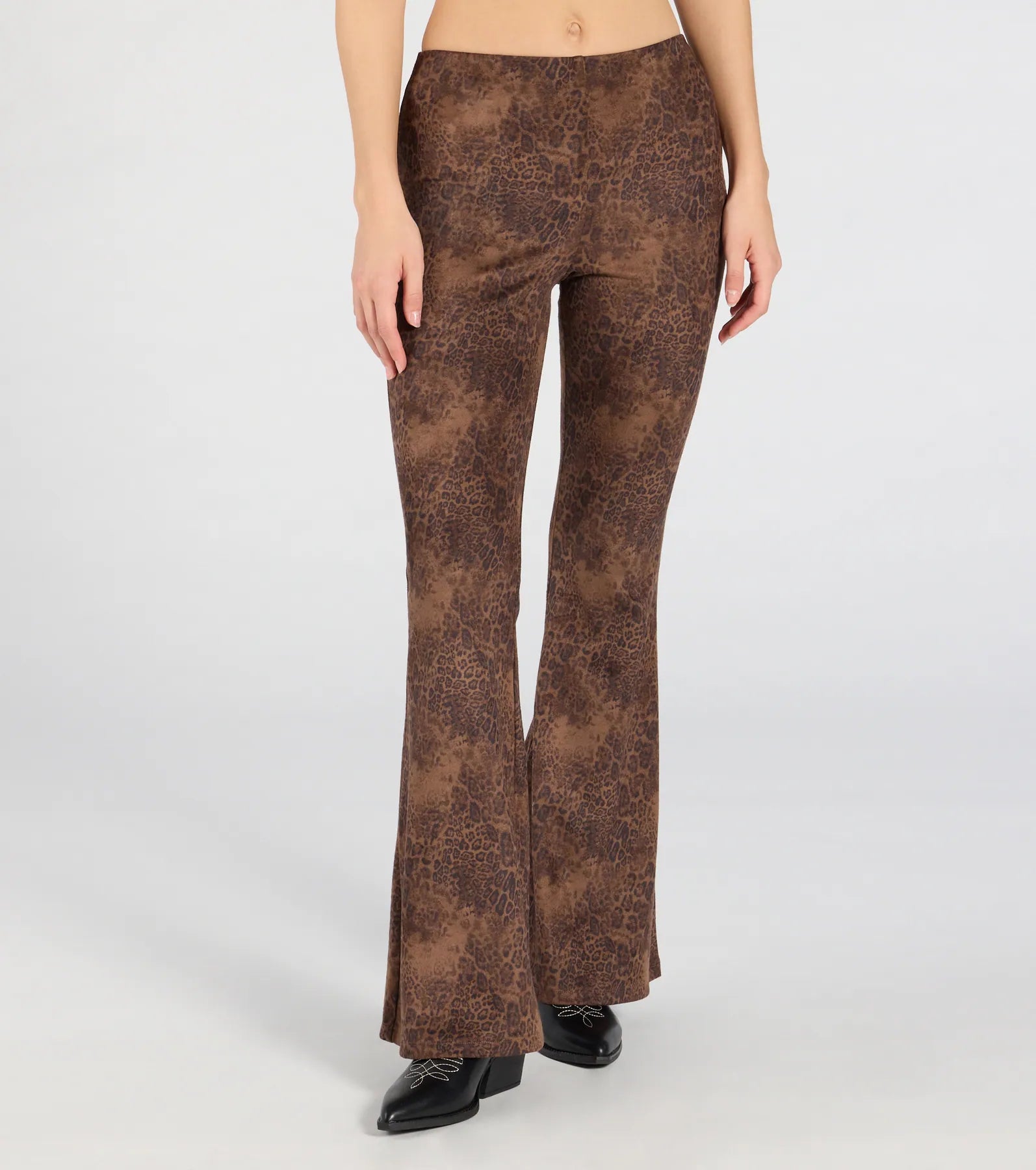 Ultimate Sassy Leopard Faux Suede Flare Pants