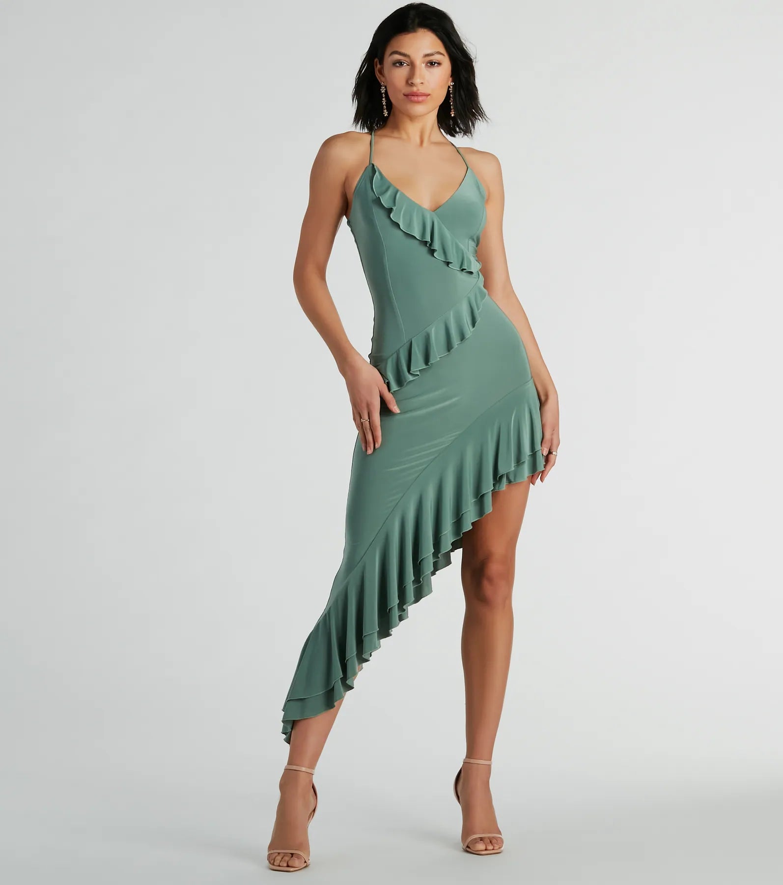 Ultimate Iconic Flair Ruffled Asymmetrical Midi Dress