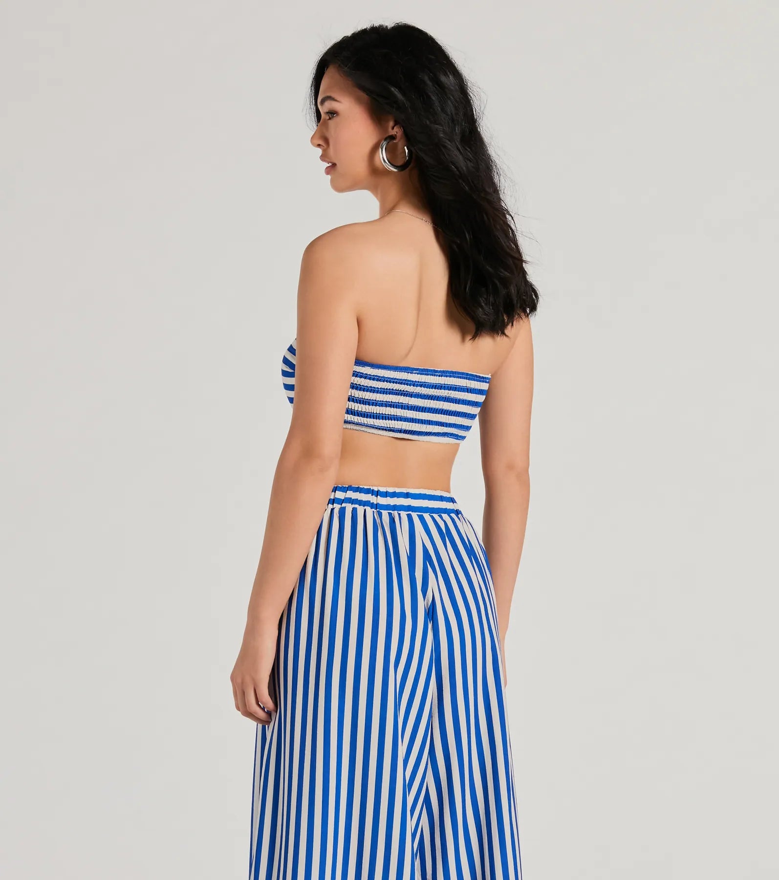 Ultimate Festive Fun Strapless Striped Bandeau Crop Top