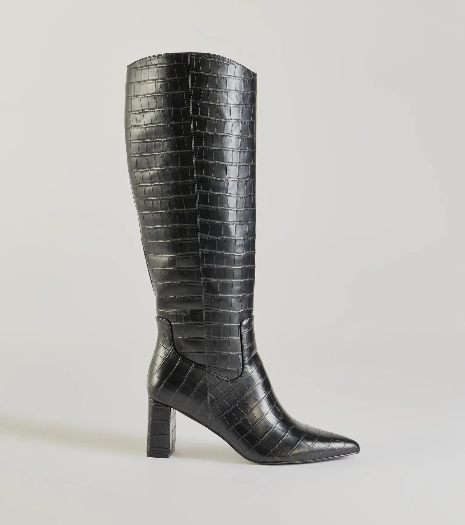 Premium Croc-Embossed Faux Leather Boots – Bold & Trendy