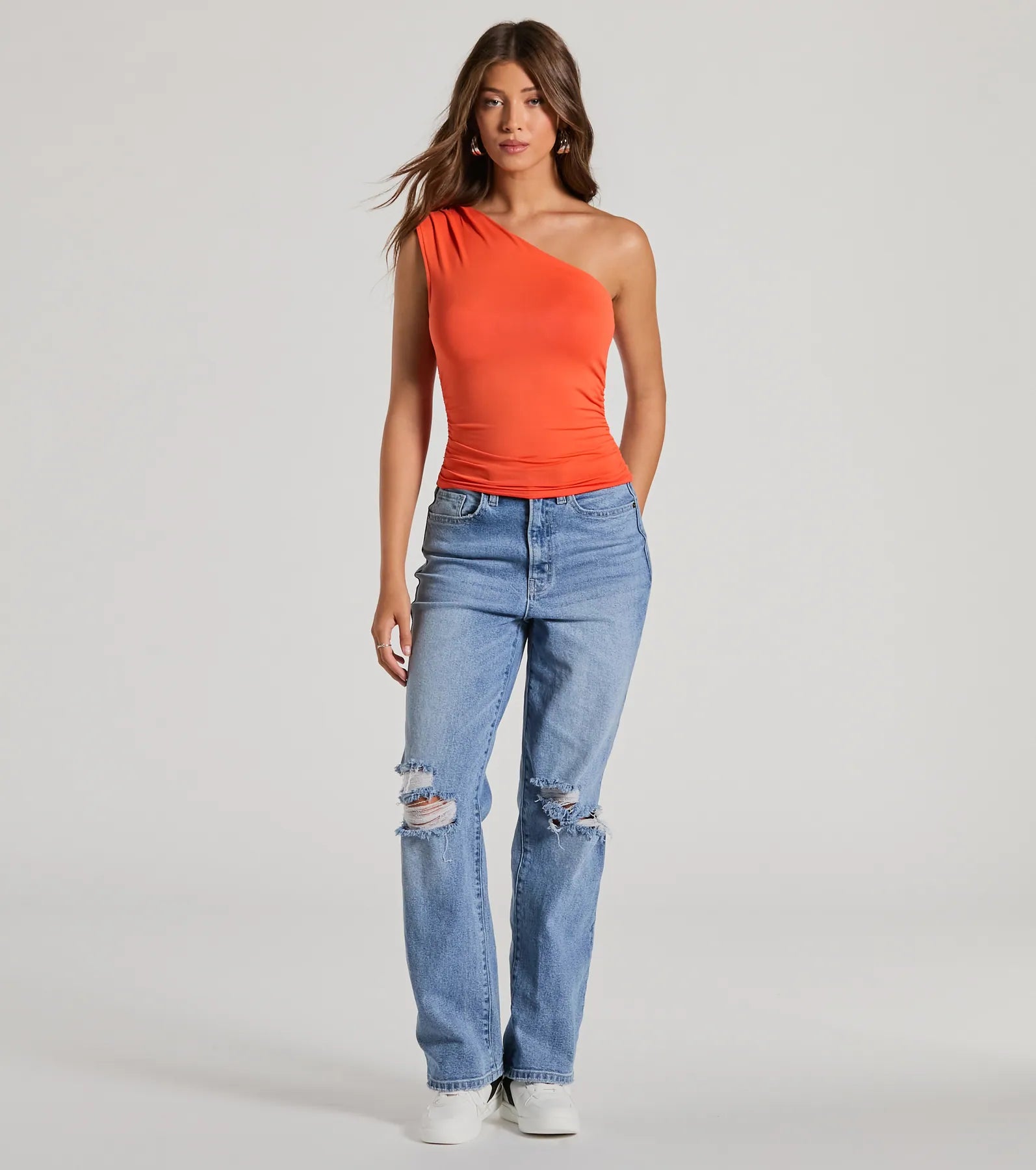 Ultimate Groove Time One-Shoulder Ruched Crop Top