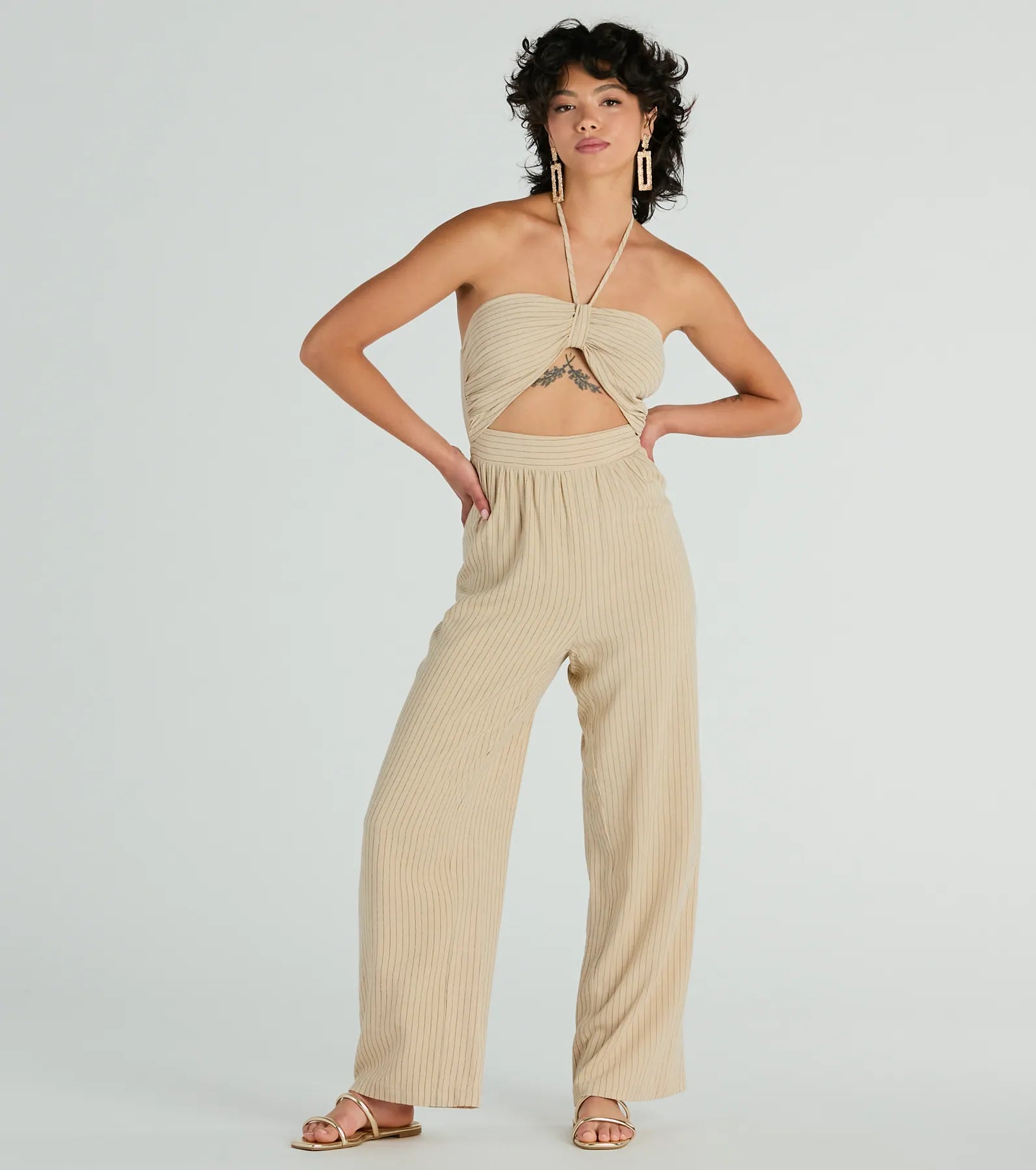 Premium Coastal Chic Striped Linen Jumpsuit