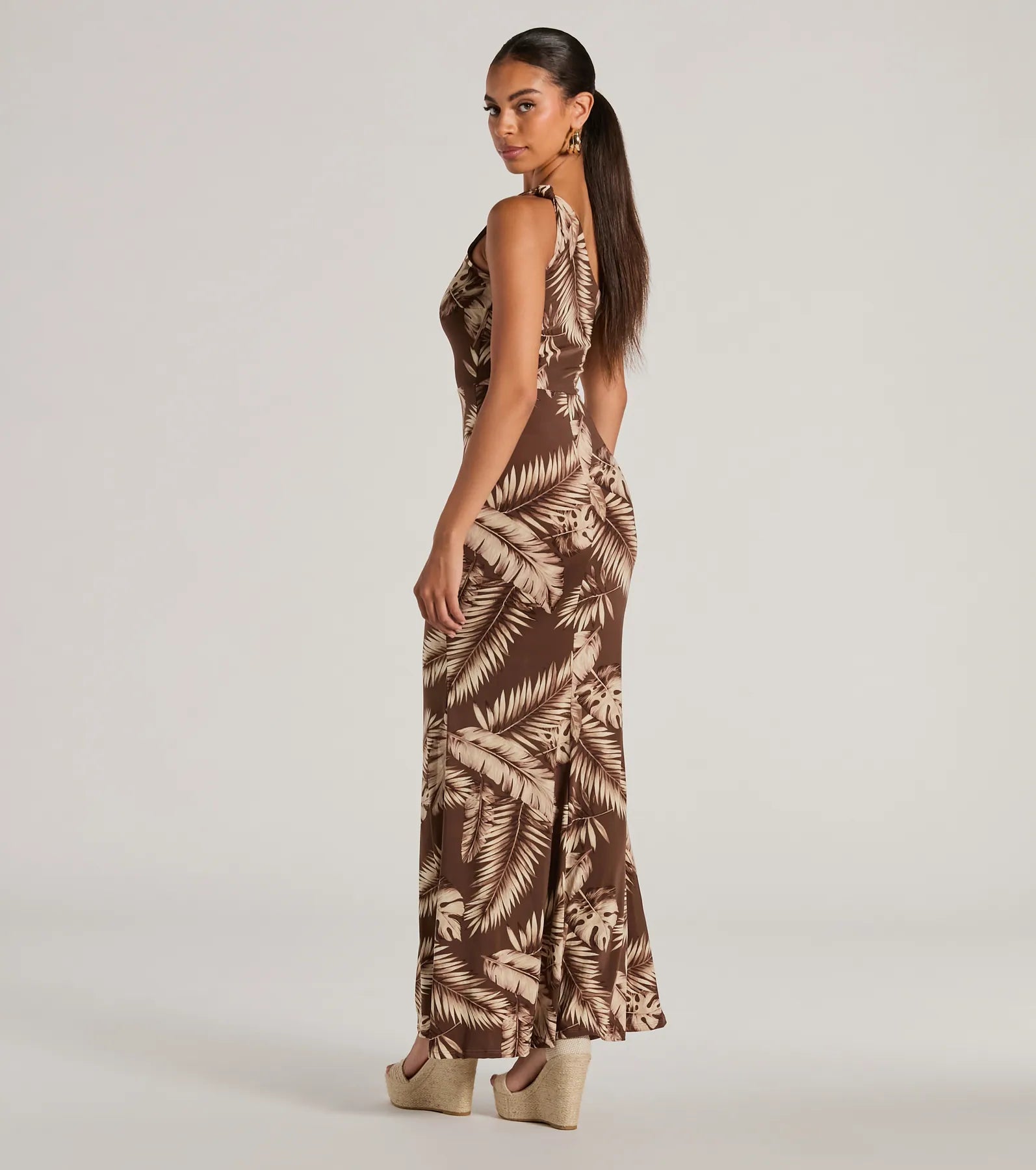 Premium Tropical Escape One-Shoulder Maxi Dress