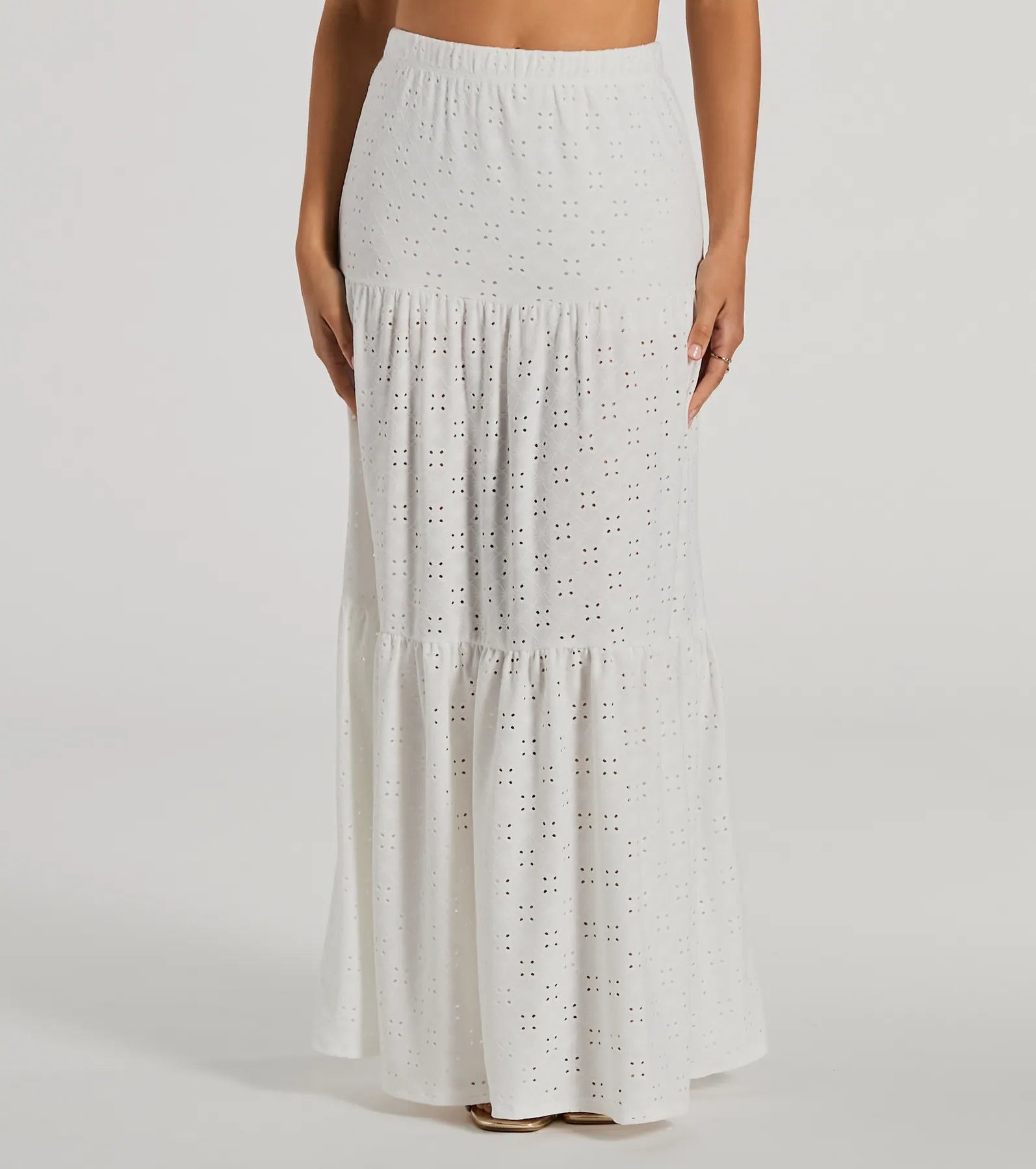 Ultimate Summer Vibe High-Rise Eyelet Maxi Skirt