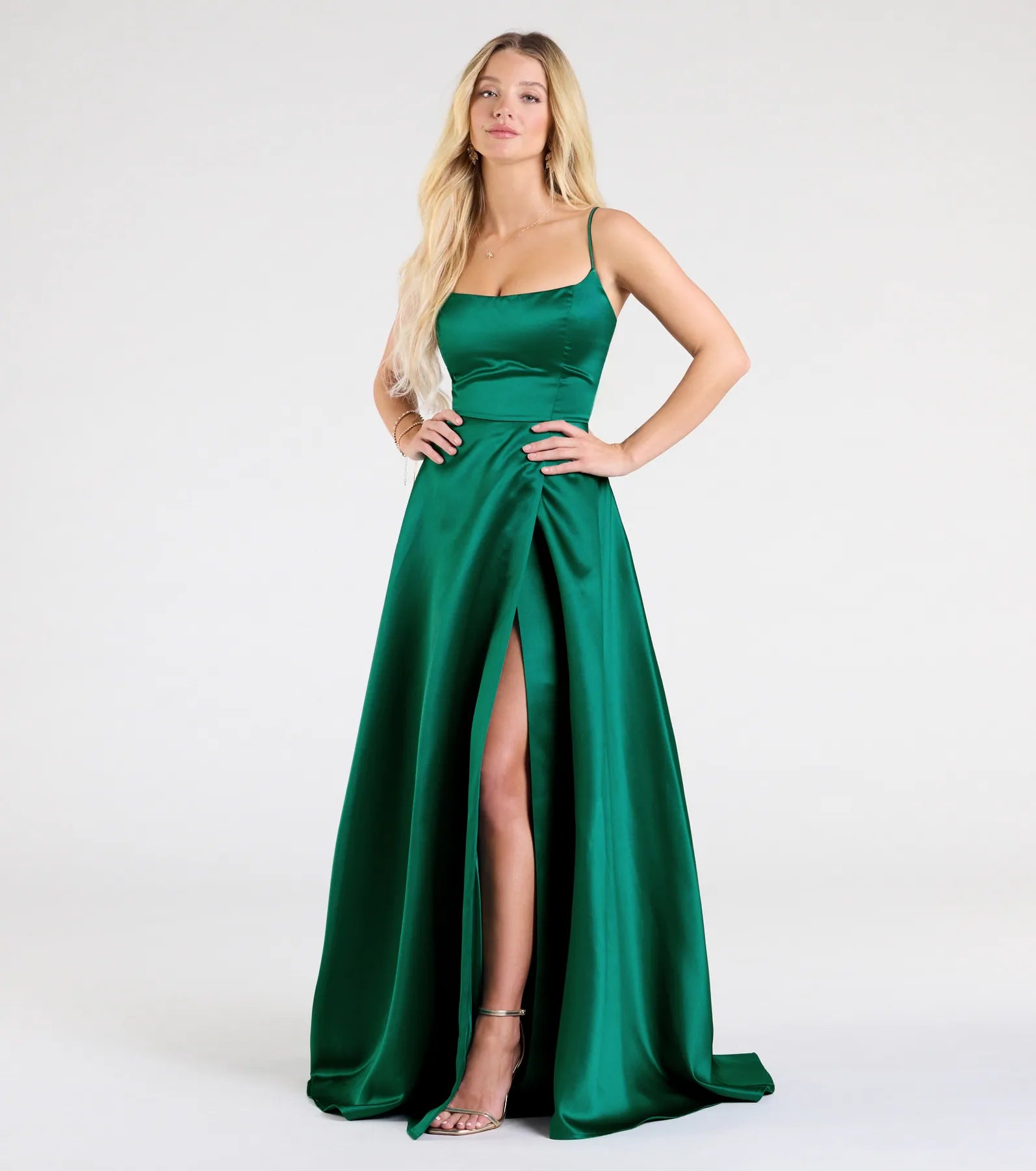 Ultimate Brittany Lace-Up A-Line Satin Formal Dress - Elegant & Romantic