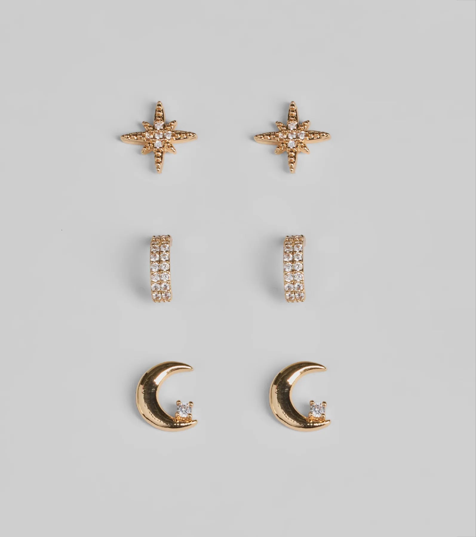 Ultimate Celestial Glam Stud Earrings Trio