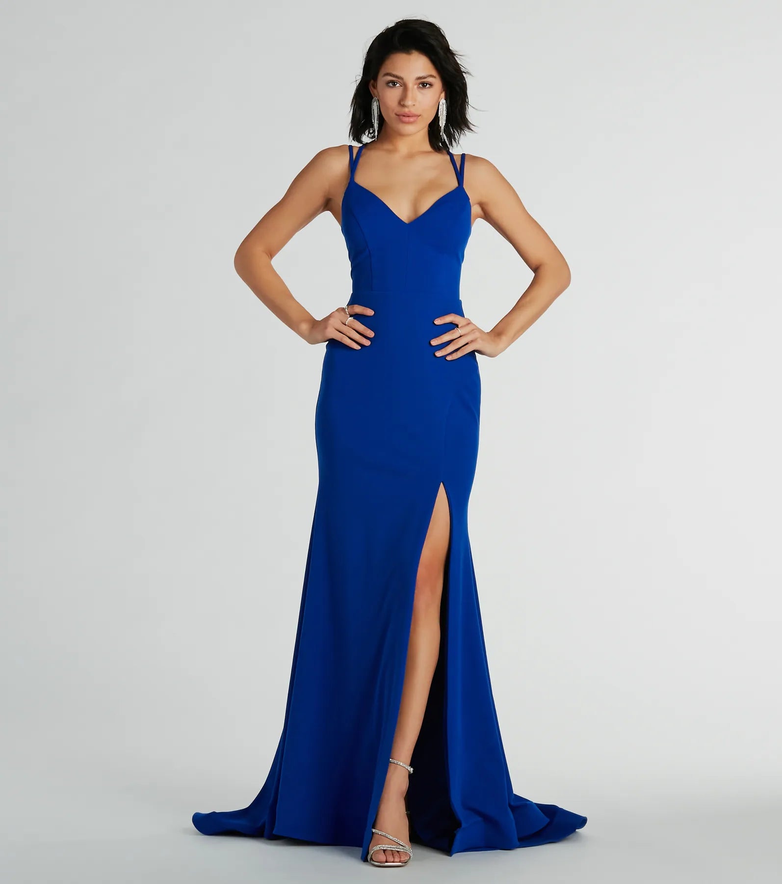 Premium Gabriela V-Neck Lace-Up Mermaid Evening Gown