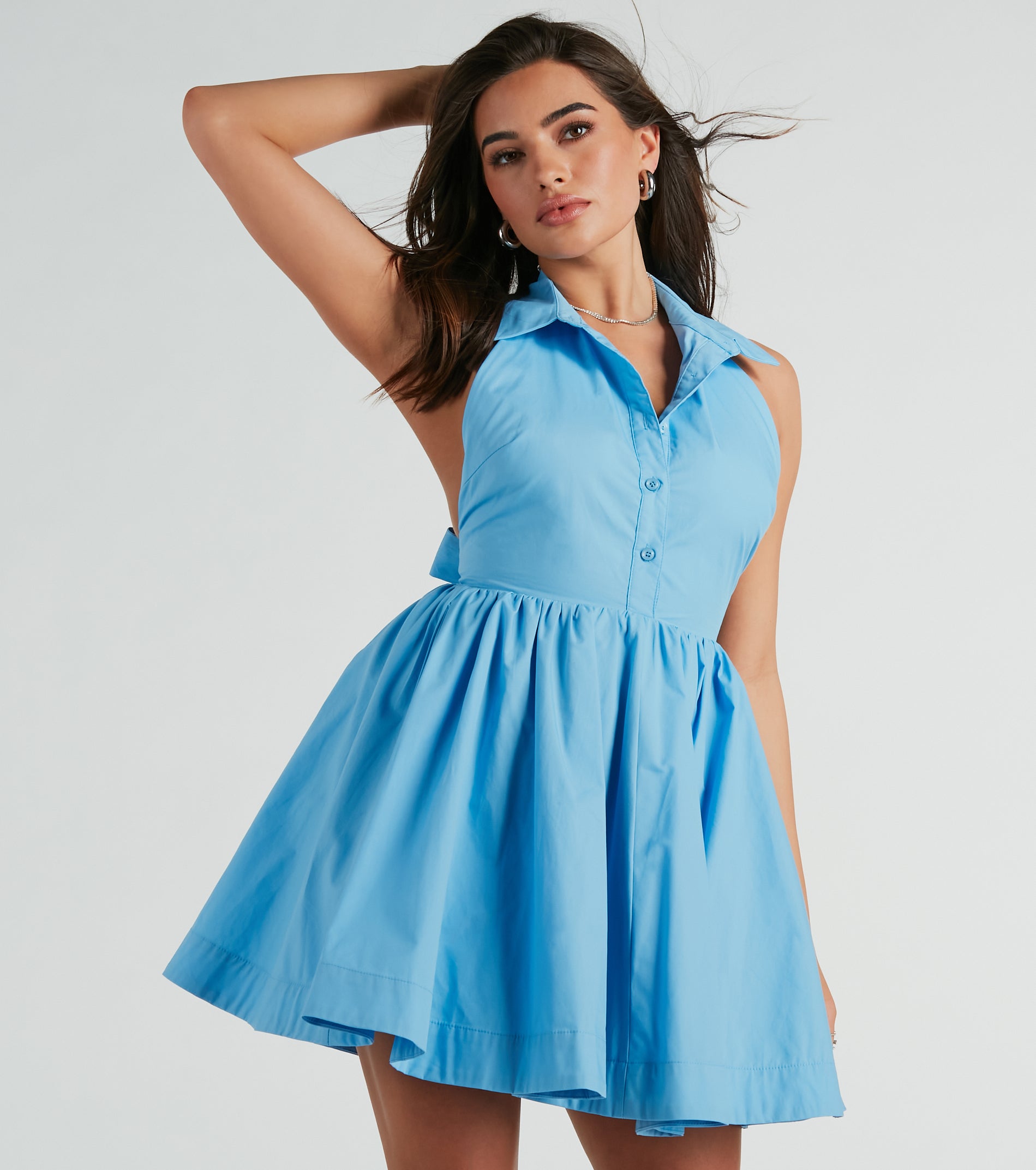 Ultimate Sunny Afternoons Open Back Skater Dress - Flirty & Feminine