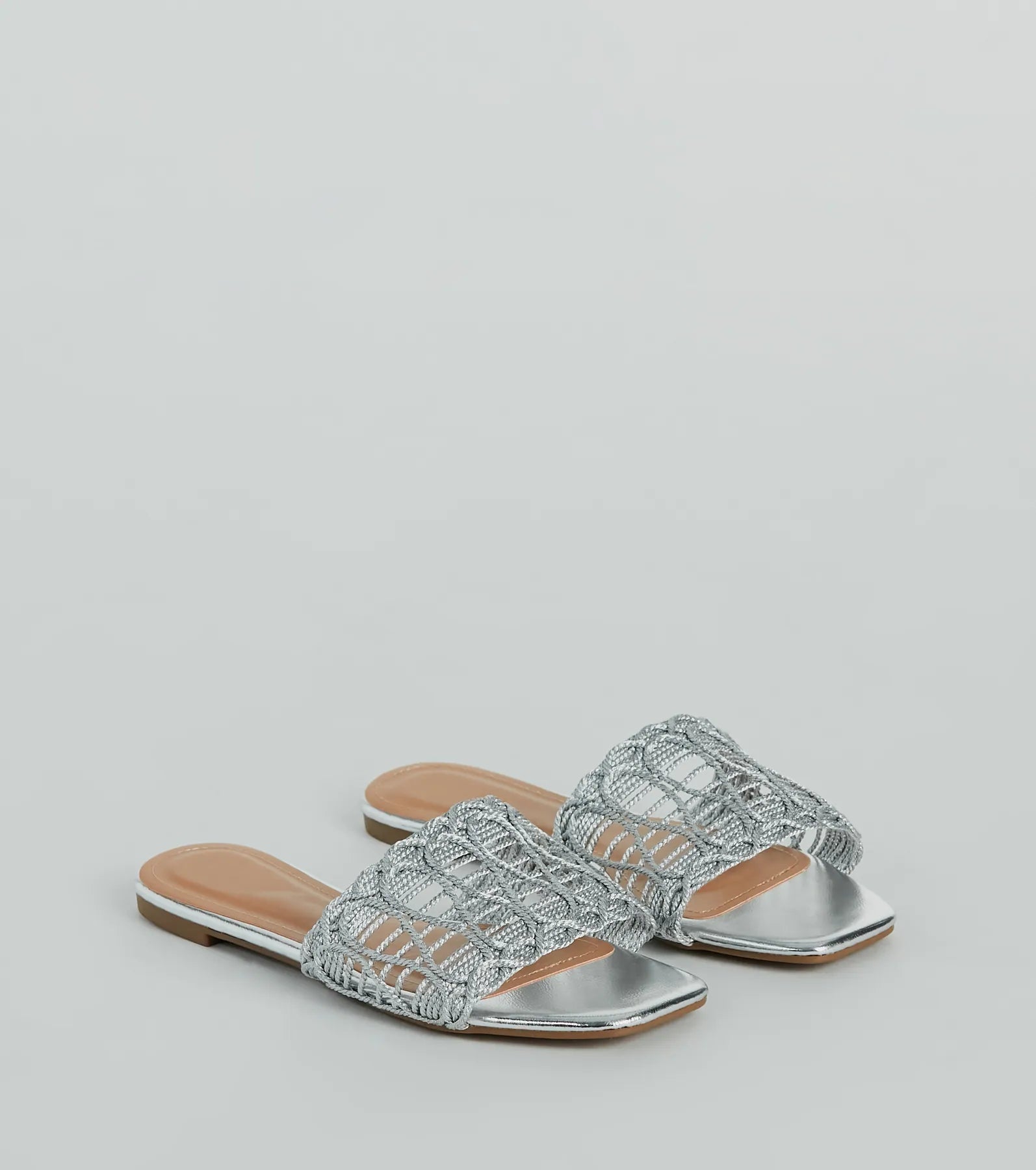 Ultimate Glam Sheen Metallic Woven Sandals - Premium Faux Leather