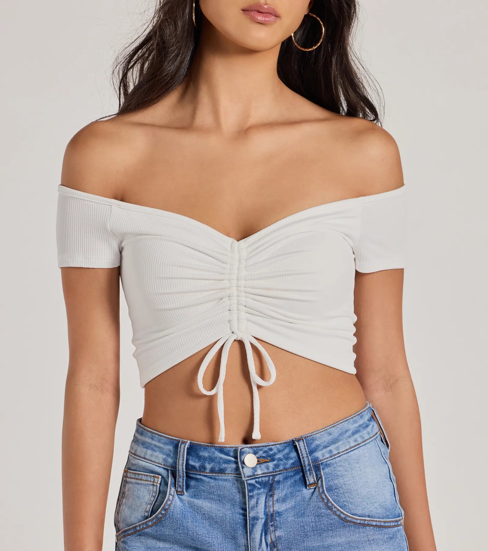 Ultimate Sweetheart Off-The-Shoulder Crop Top