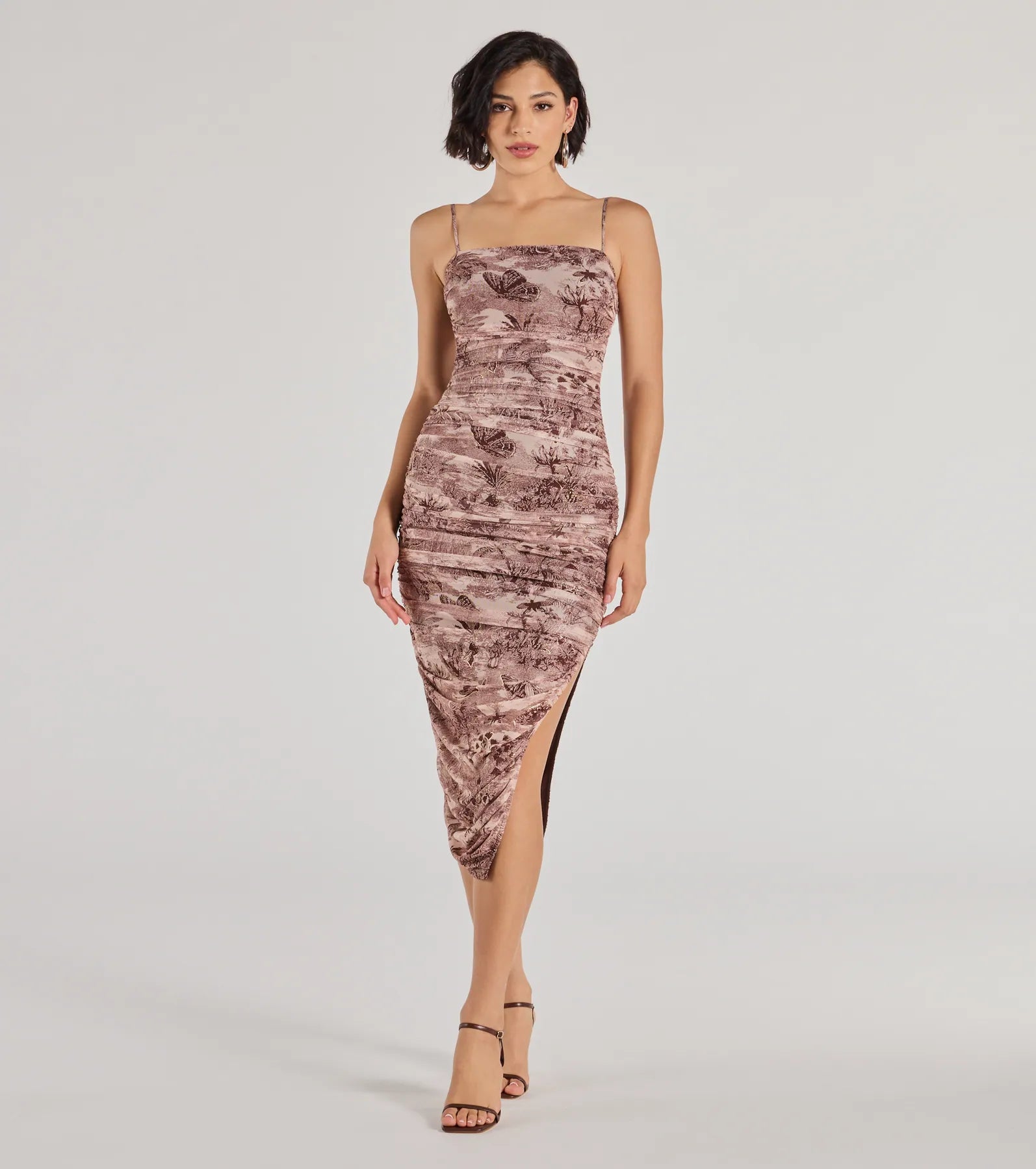 Premium Scenic Print Mesh Midi Dress - Ultimate Style & Comfort