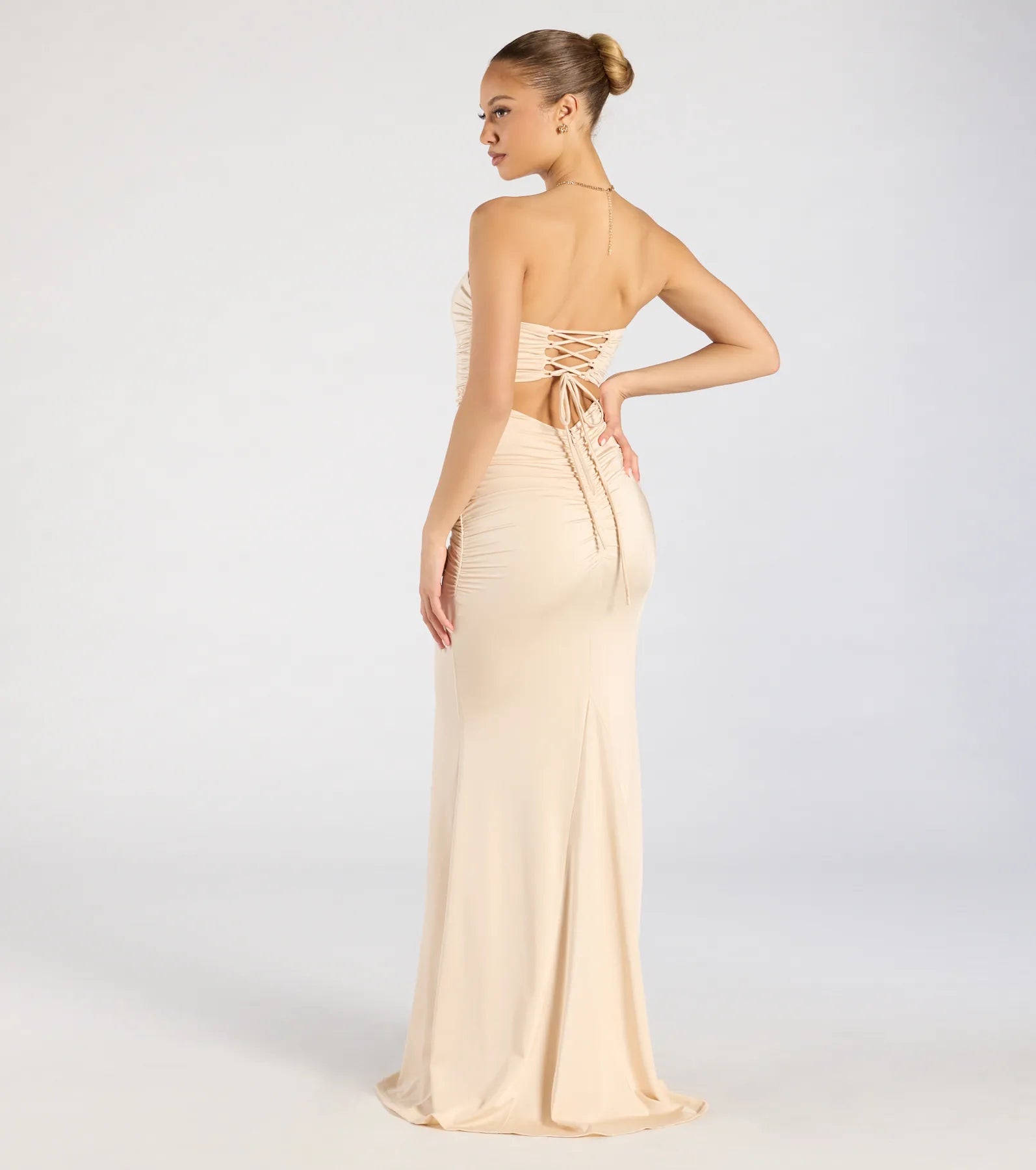 Premium Georgina Strapless Lace-Up Mermaid Gown for Elegant Evenings