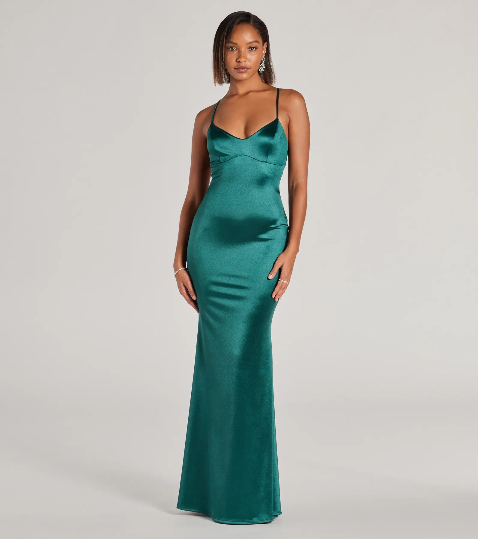 Ultimate Elegance Emmie Lace-Up Mermaid Satin Gown