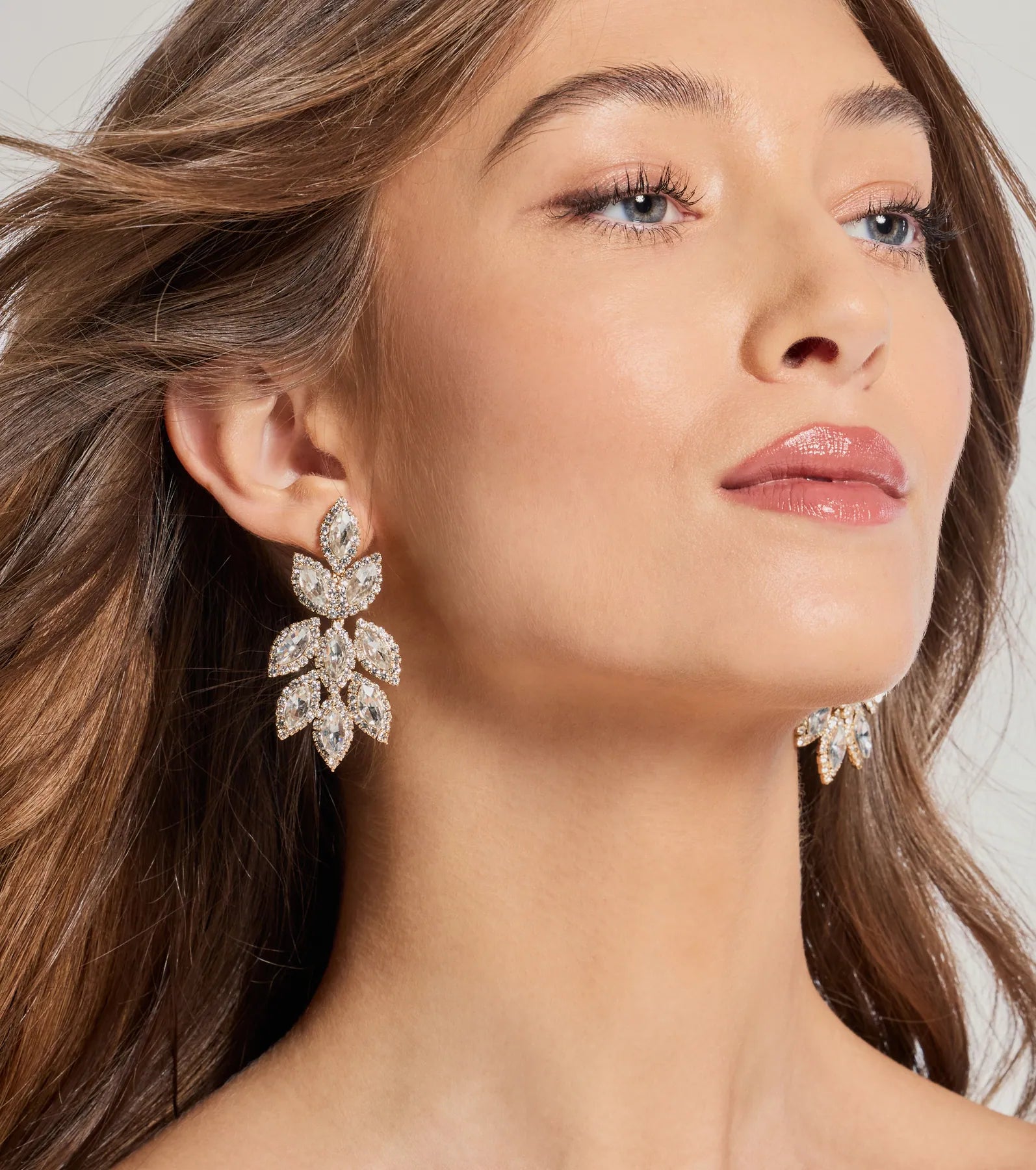 Premium Glamour Gemstone Leaf Drop Earrings - Ultimate Elegance