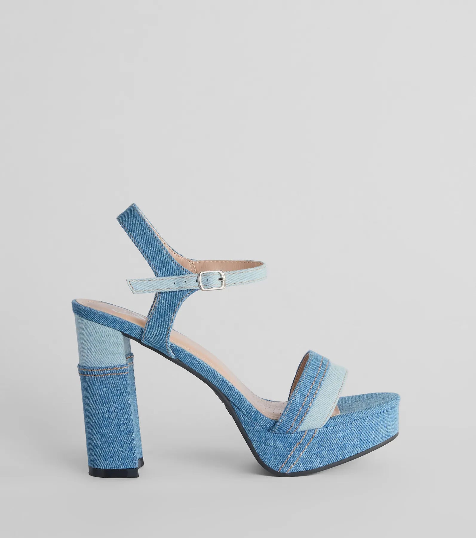 Ultimate Style Quotient Denim Block Heels - Premium Platform Design