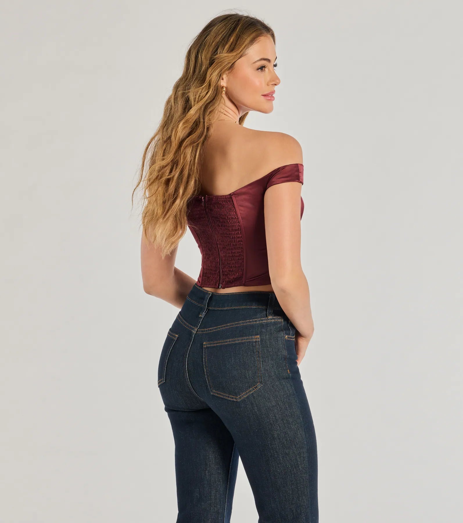 Premium Satin Off-The-Shoulder Corset Top | Ultimate Chic Look