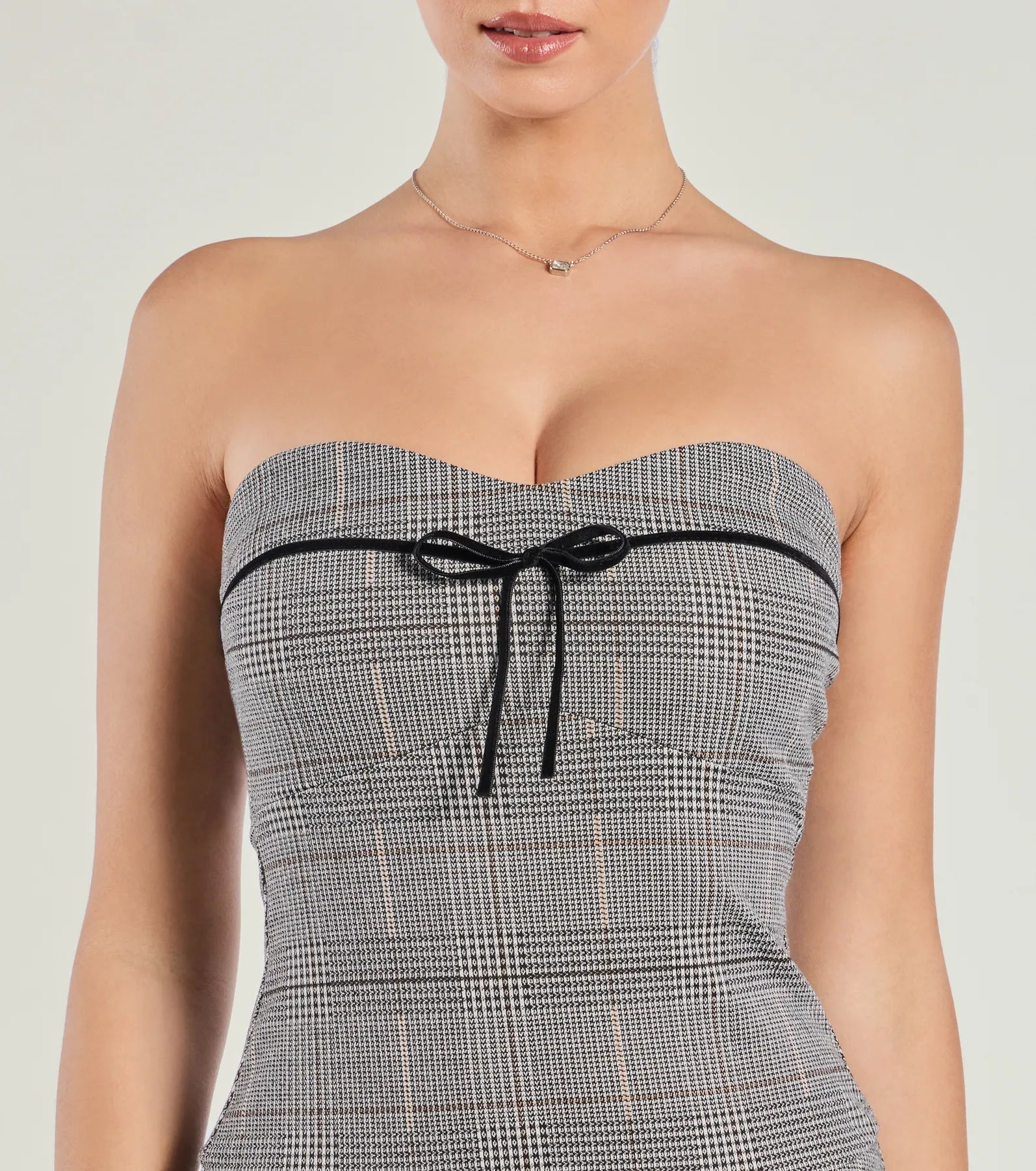 Ultimate Adorable Plaid Strapless Romper – Drop Waist Style