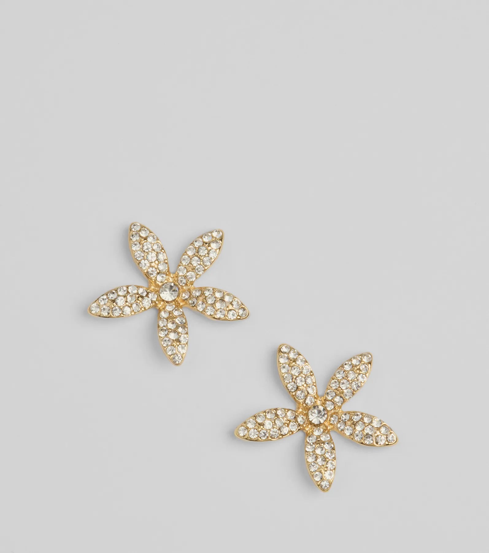 Premium Tropical Glamour Rhinestone Flower Stud Earrings