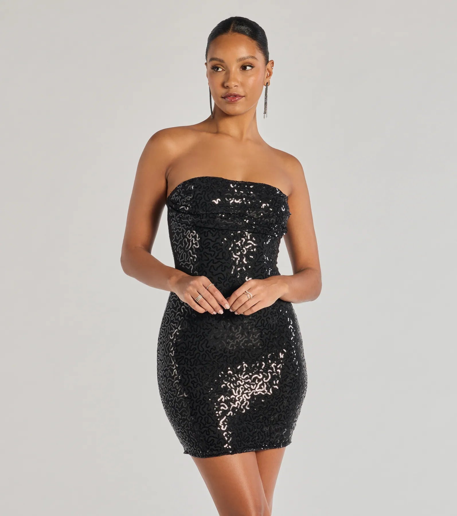 Ultimate Shimmer Strapless Sequin Party Dress
