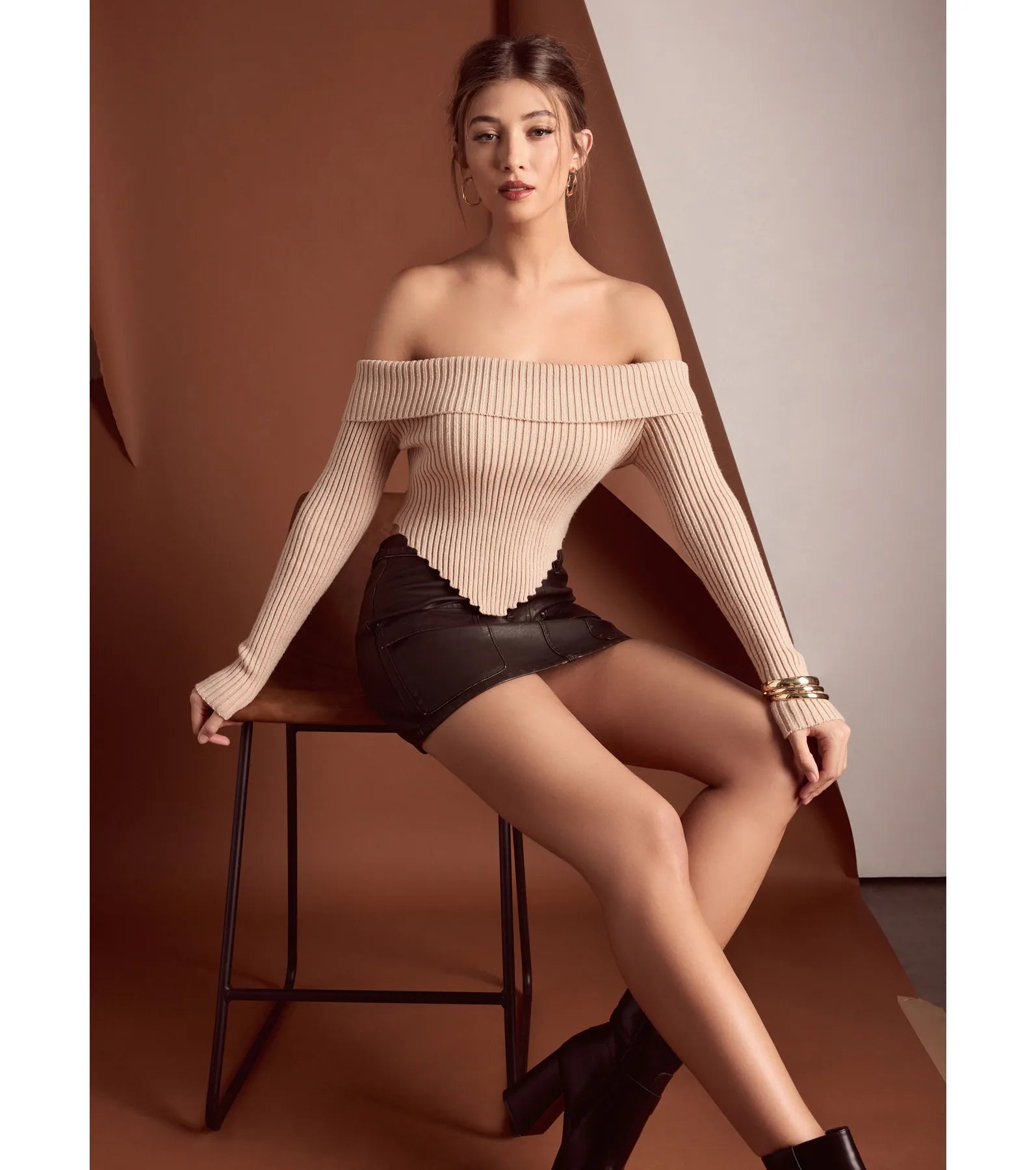 Ultimate Ribbed Knit Off-The-Shoulder Top | Trendy Textures