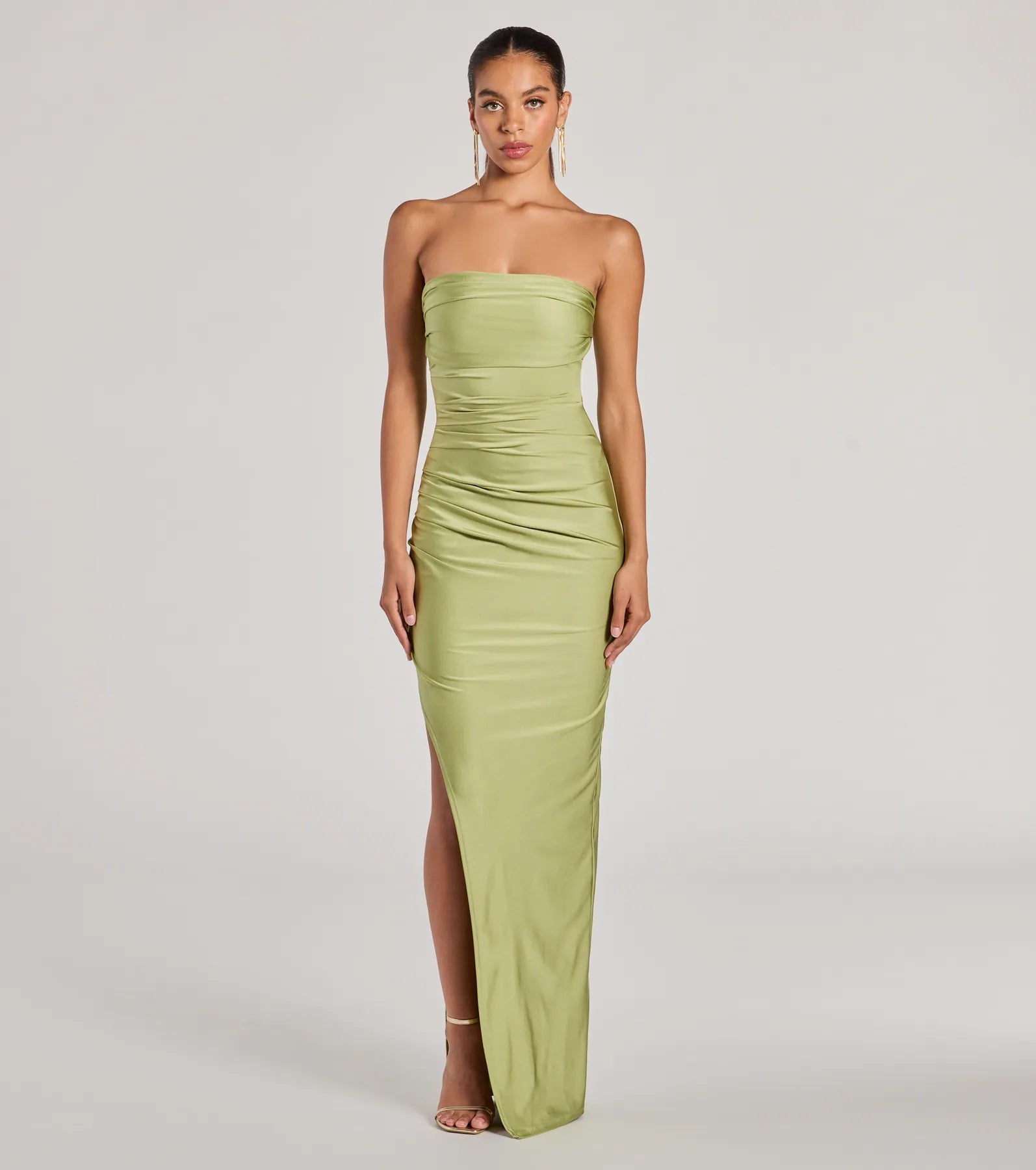 Premium Anisley Strapless High Slit Elegant Formal Dress