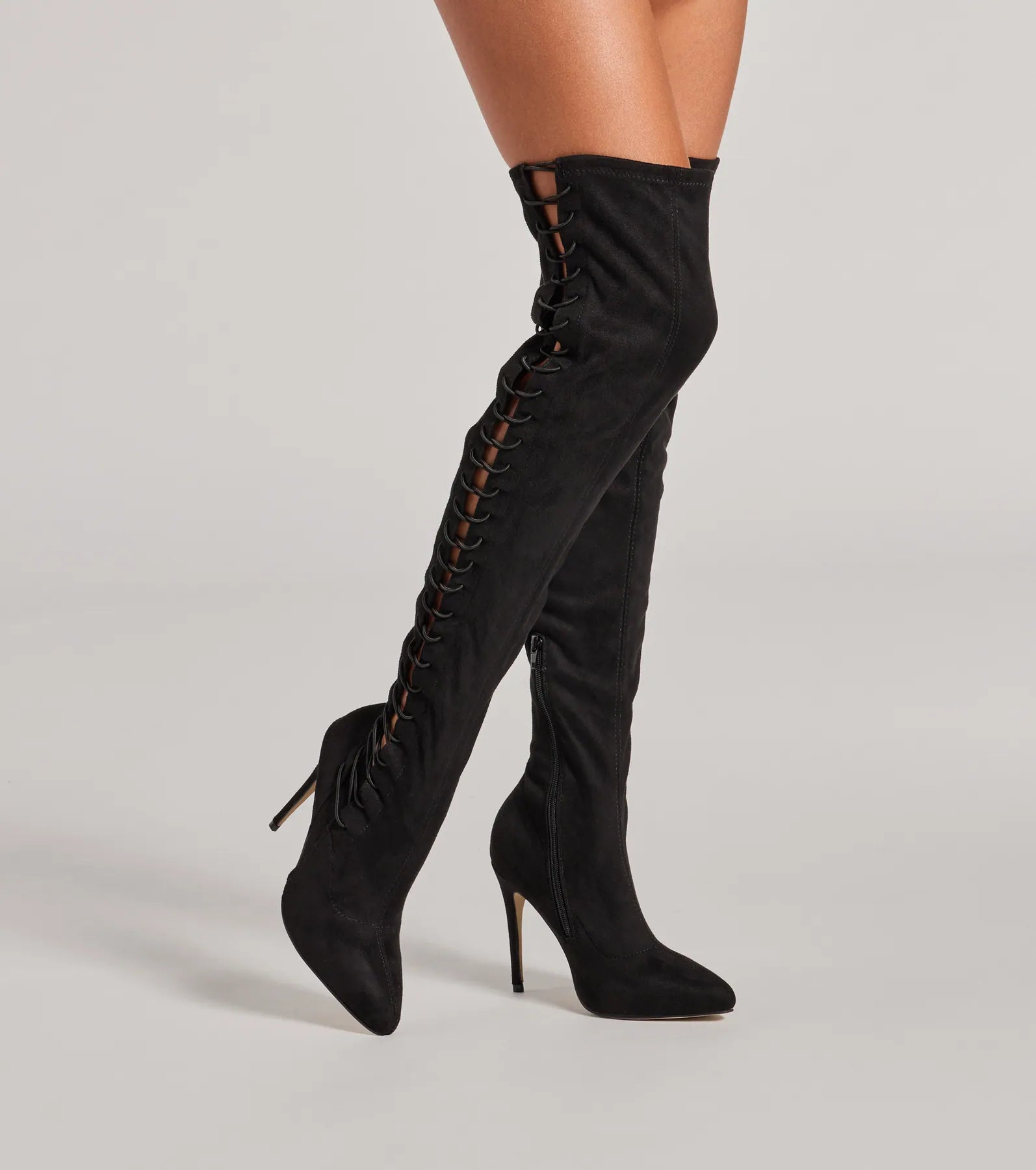 Ultimate Always On Point Lace-Up Thigh High Stiletto Boots