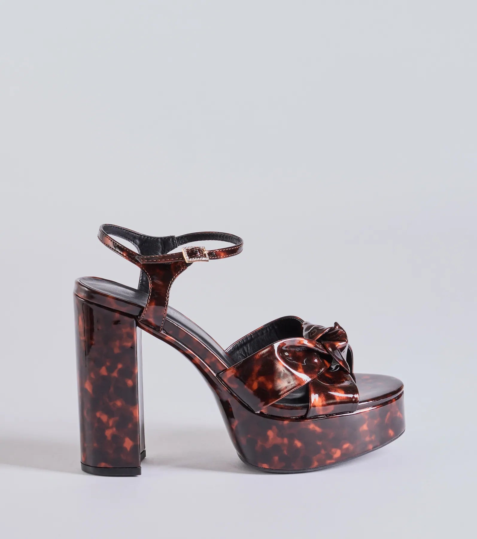 Premium Tortoise Print Platform Knot Heels - Elevate Your Style