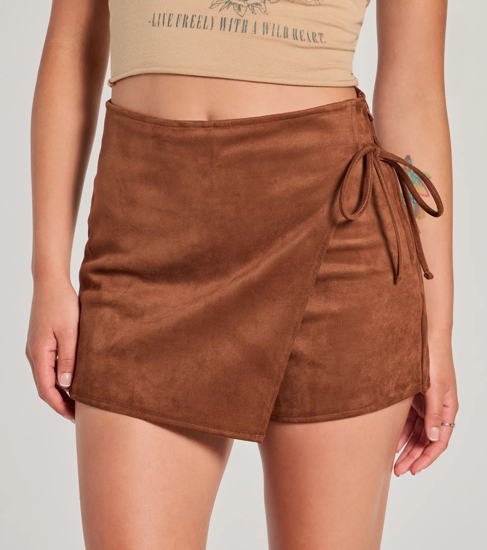 Ultimate Wrap It Up High-Rise Faux Suede Mini Skort - Trendy & Comfortable