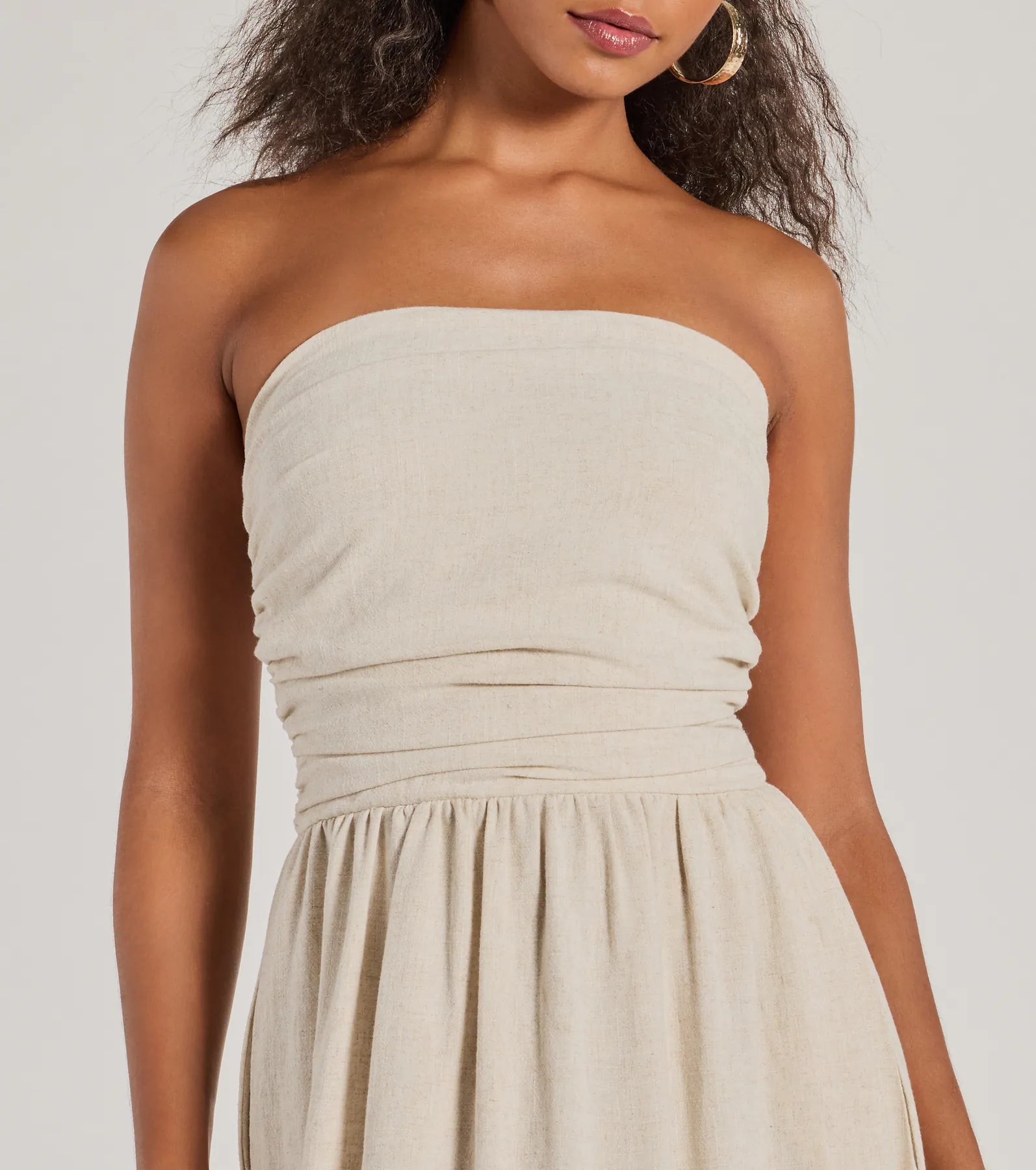 Premium Strapless Linen-Blend Dress – Ultimate Summer Staple