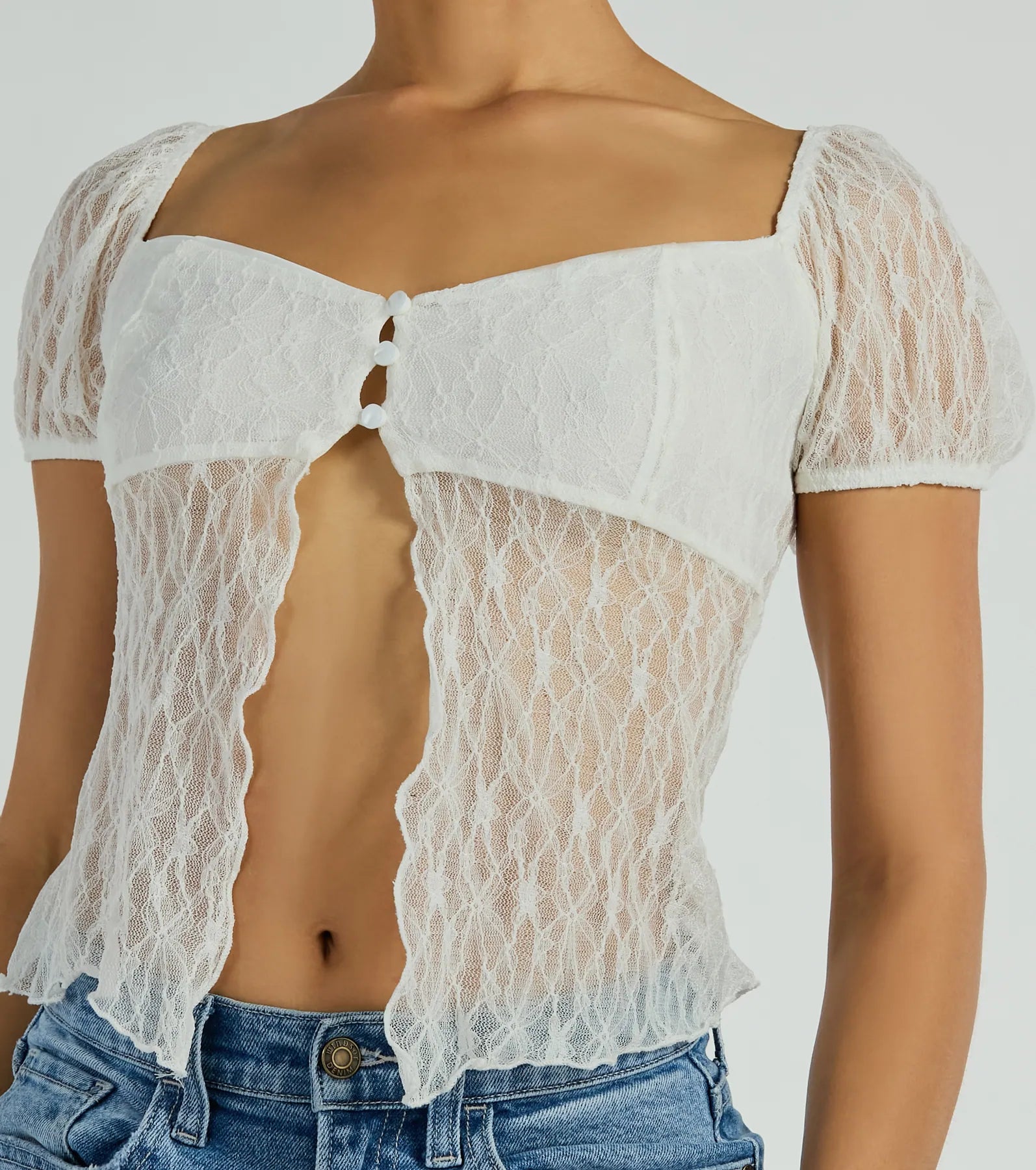 Ultimate Charm Me Puff Sleeve Lace Crop Top - Festival & Date Night Essential