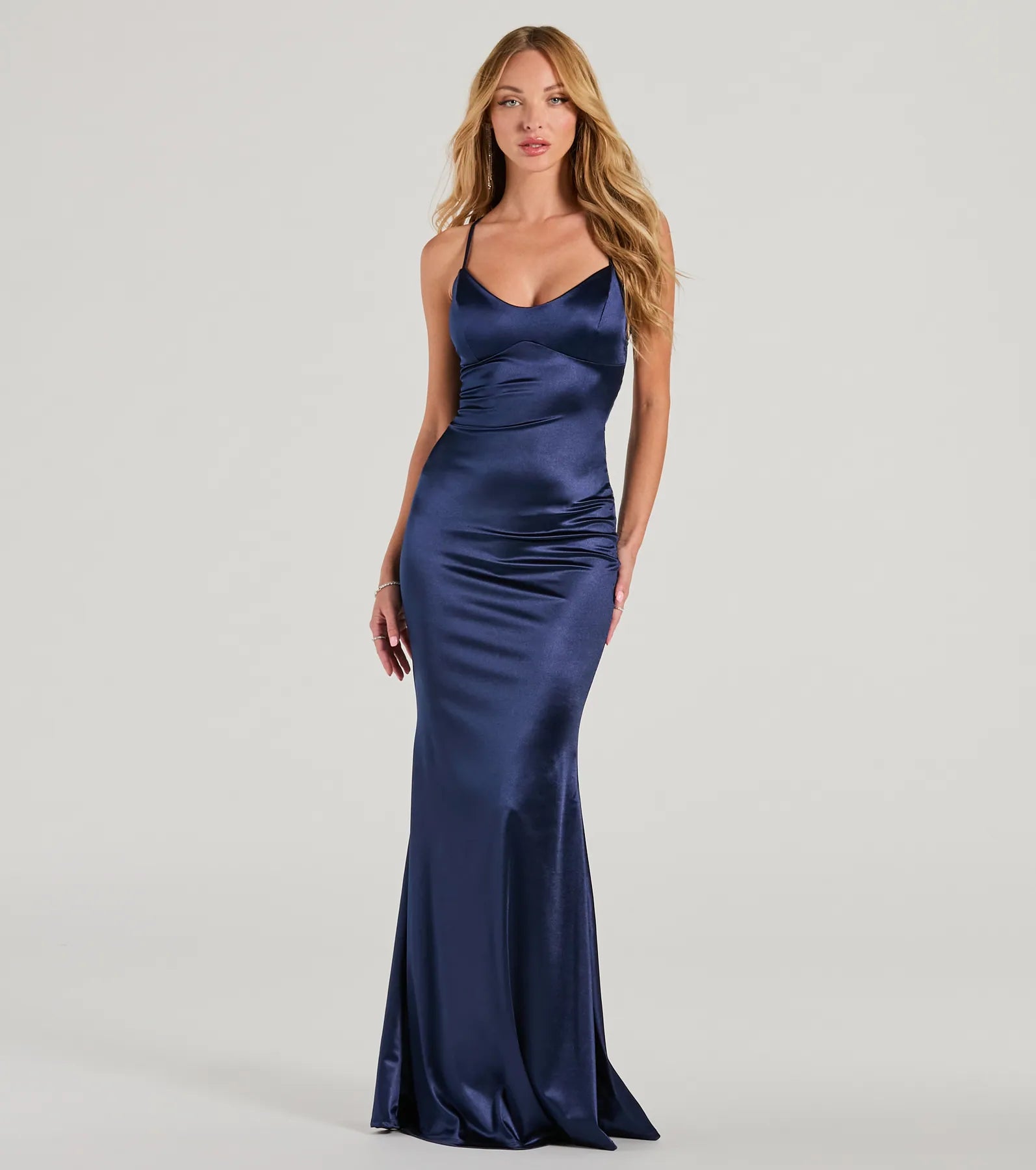Ultimate Elegance Emmie Lace-Up Mermaid Satin Gown