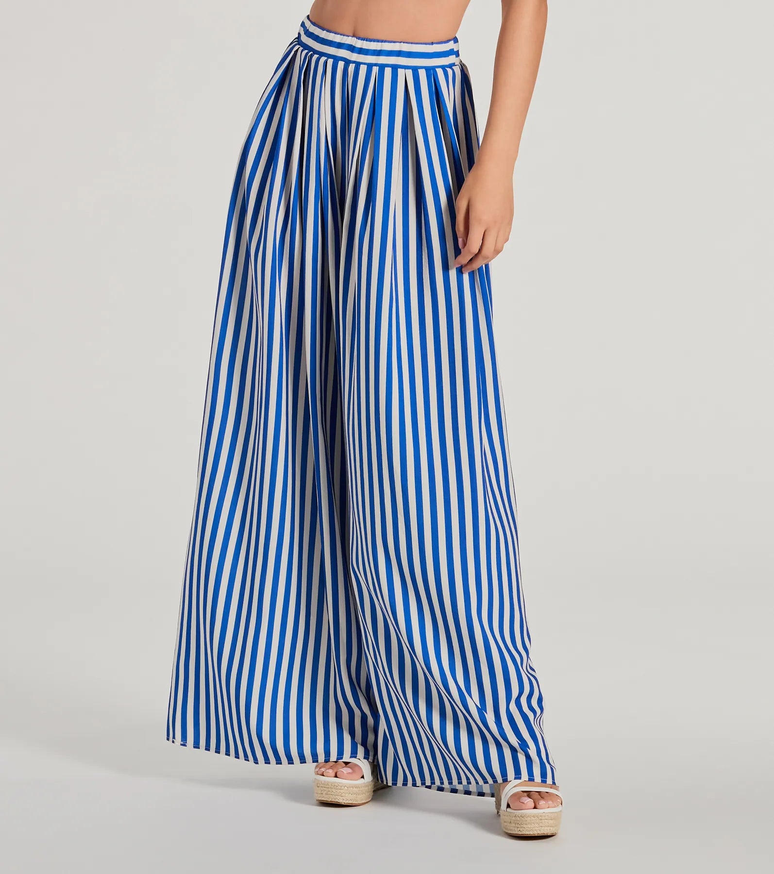 Ultimate Festive Striped Palazzo Pants - High-Rise Flowy Style