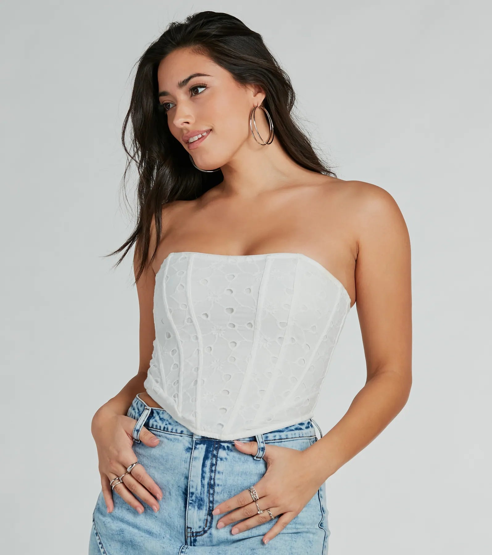 Ultimate Charm Strapless Eyelet Lace Corset Top