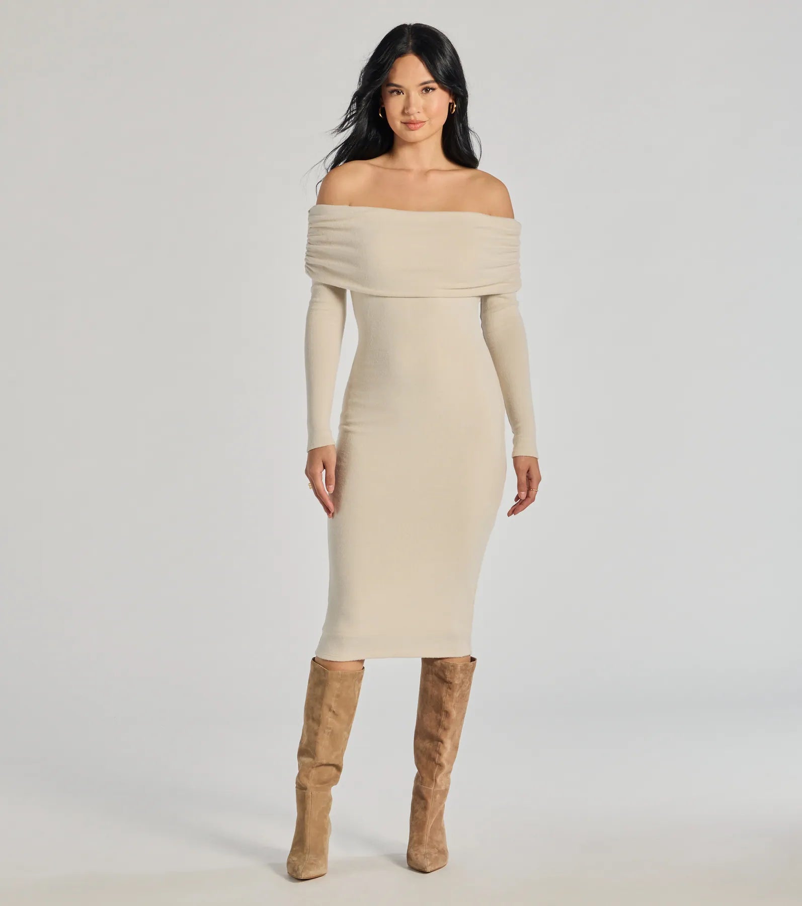 Premium Elegance Long Sleeve Midi Dress