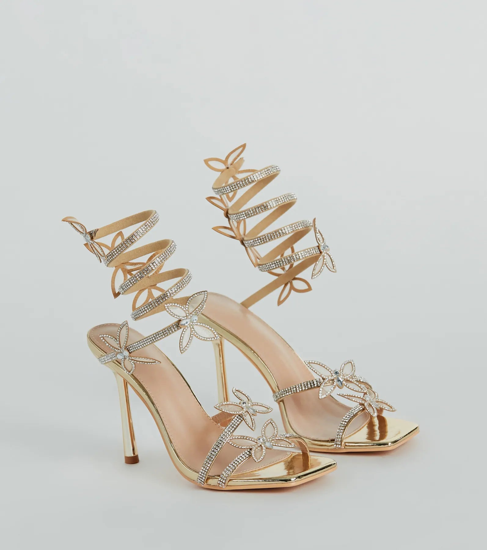 Ultimate Butterfly Kiss Metallic Stiletto Heels - Premium Partywear