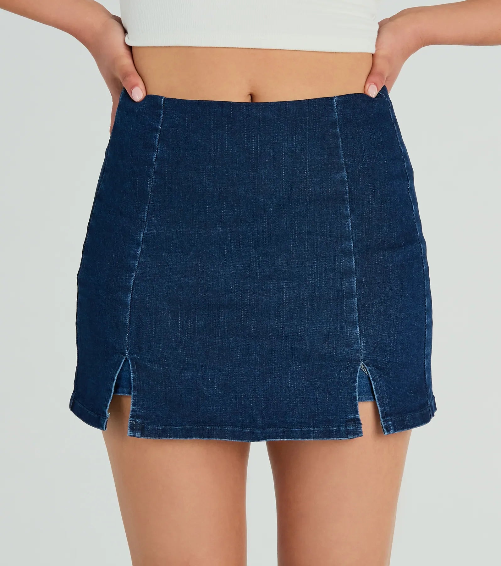 Ultimate High-Rise Slit Denim Skort for Trendsetters