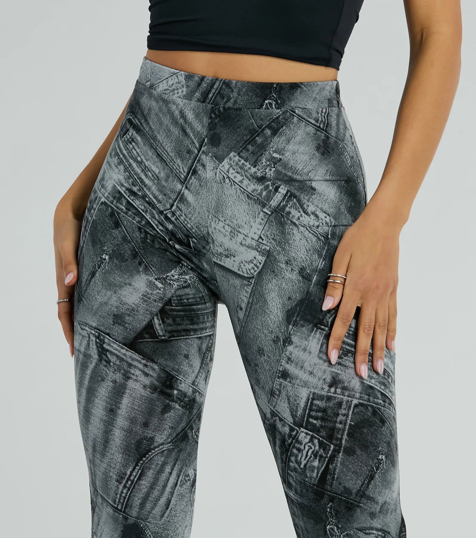 Premium High-Rise Denim Print Flare Pants - Ultimate Comfort & Style