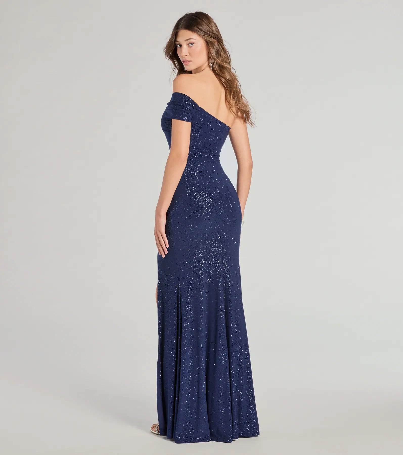 Premium Malani Glitter Knit One-Shoulder Formal Dress - Ultimate Elegance