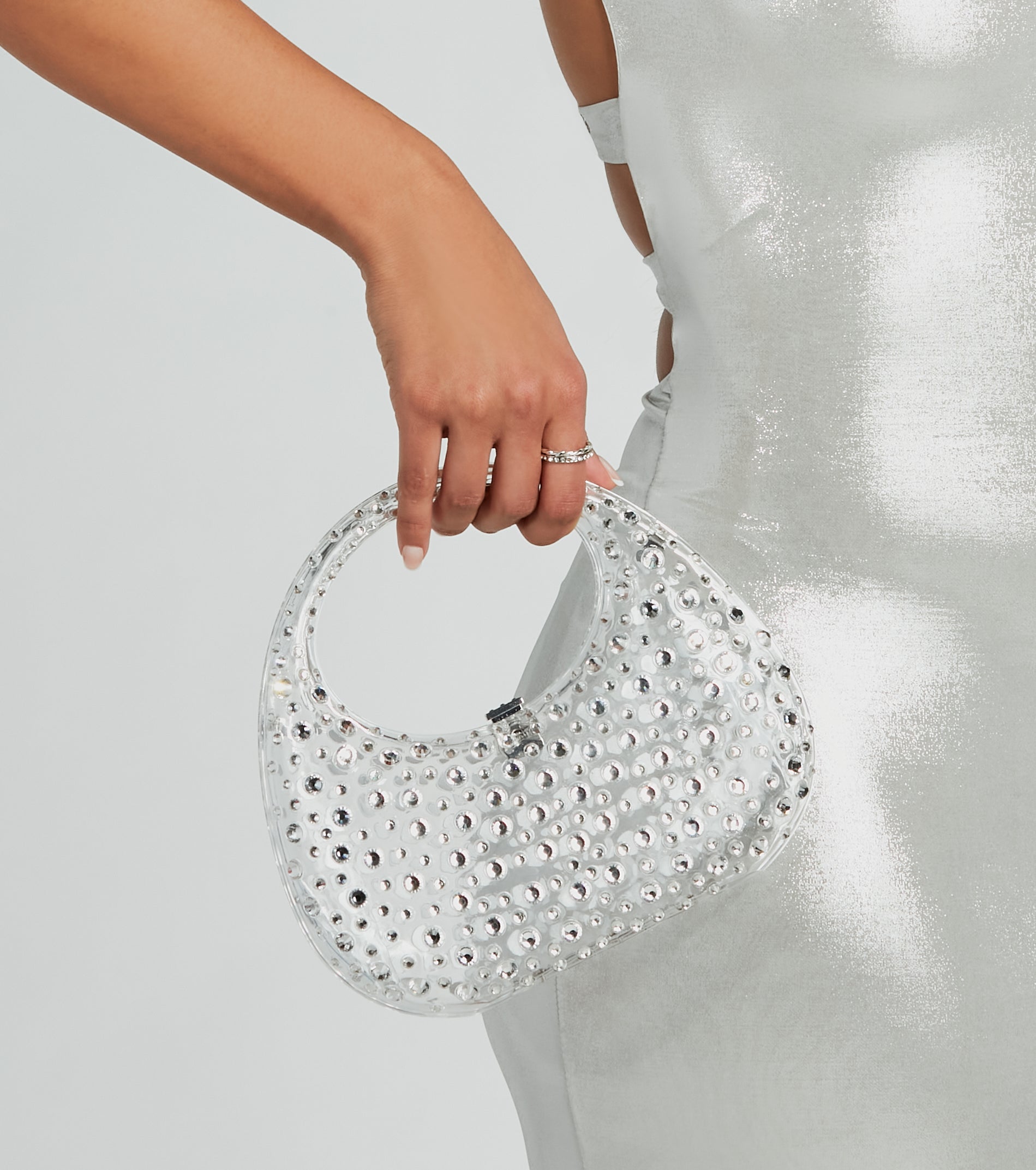 Ultimate Glitzy Glimmer Rhinestone Clear Shoulder Bag