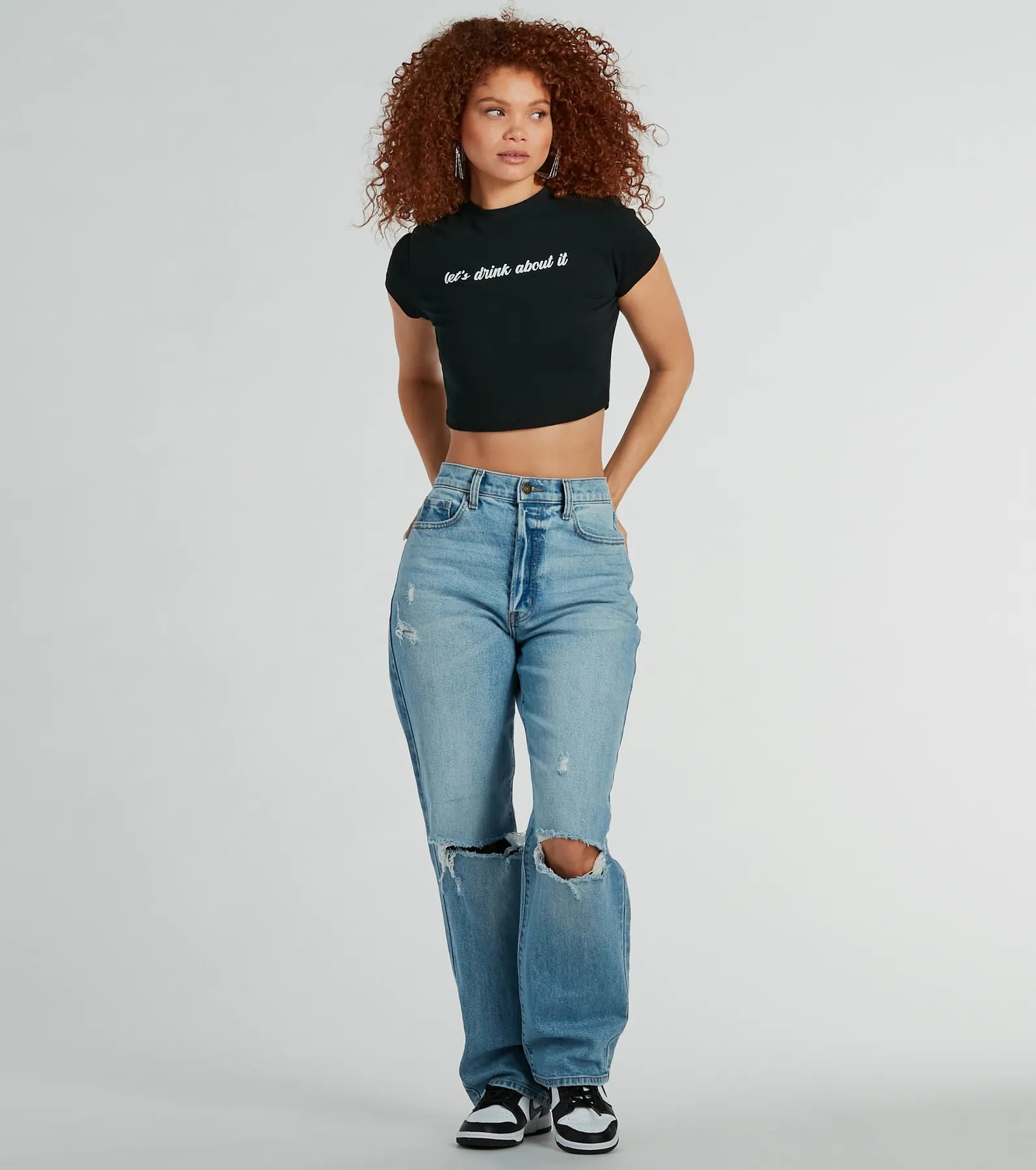 Ultimate 'Let's Drink About It' Crop Graphic Tee