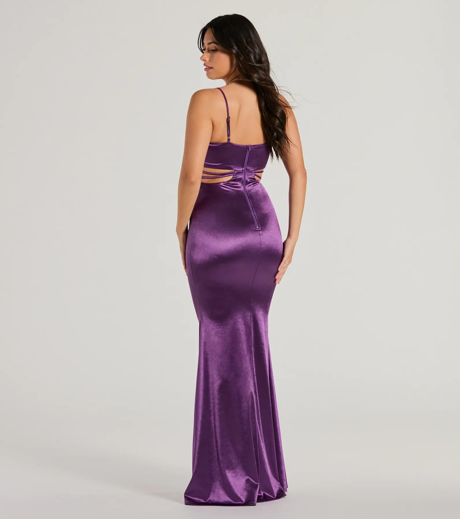 Premium Pricilla V-Neck Strappy Mermaid Satin Gown