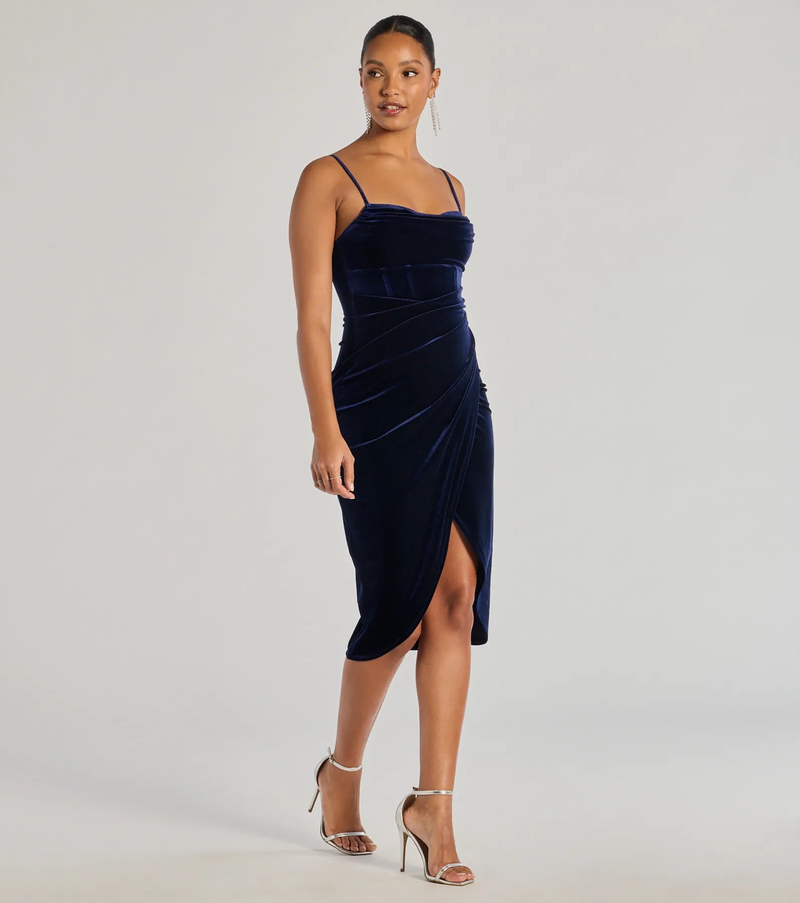 Premium Velvet Corset Midi Dress - Ultimate Elegance