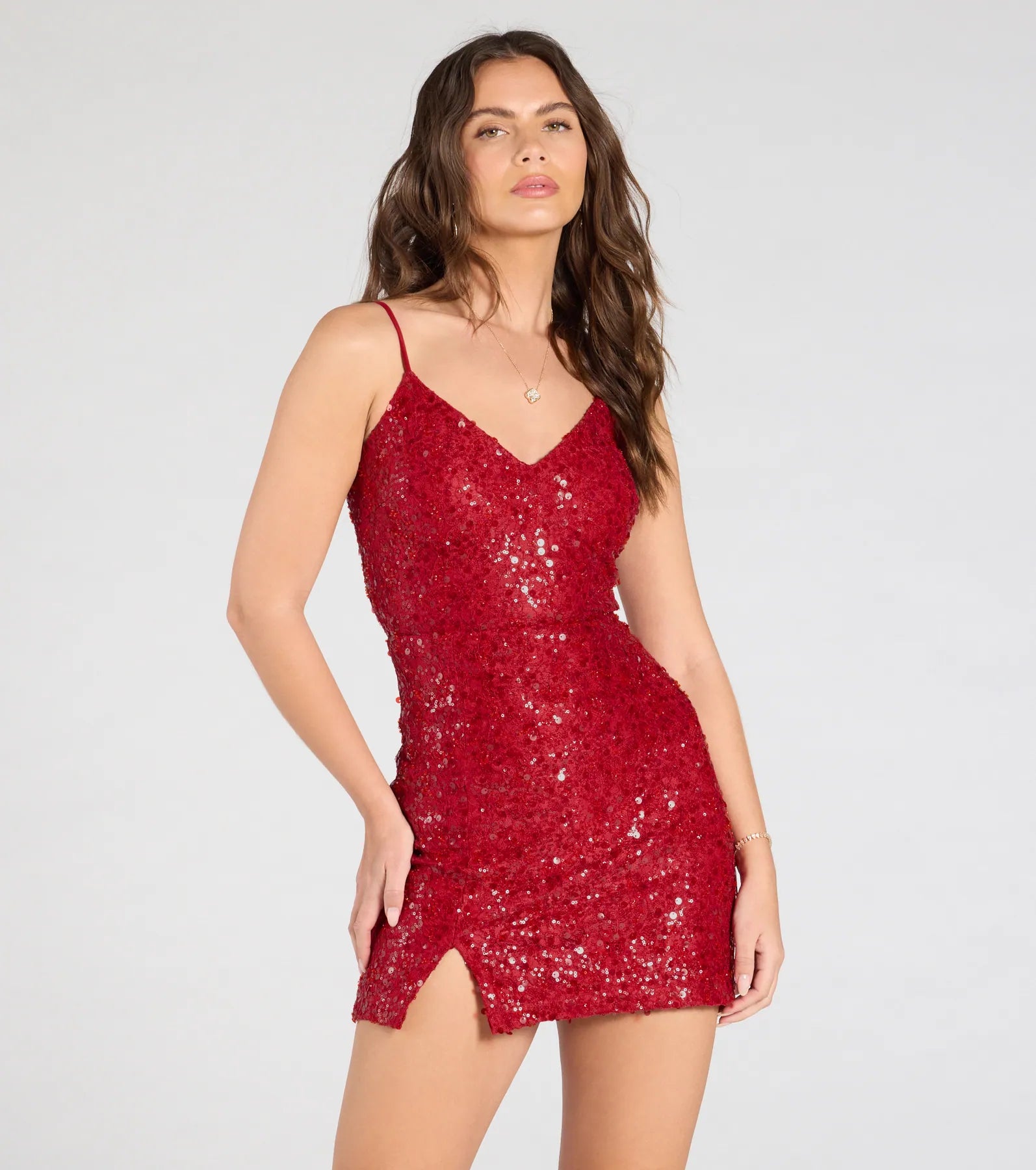 Premium Becky Open Back Sequin Lace Mini Dress - Ultimate Party Wear