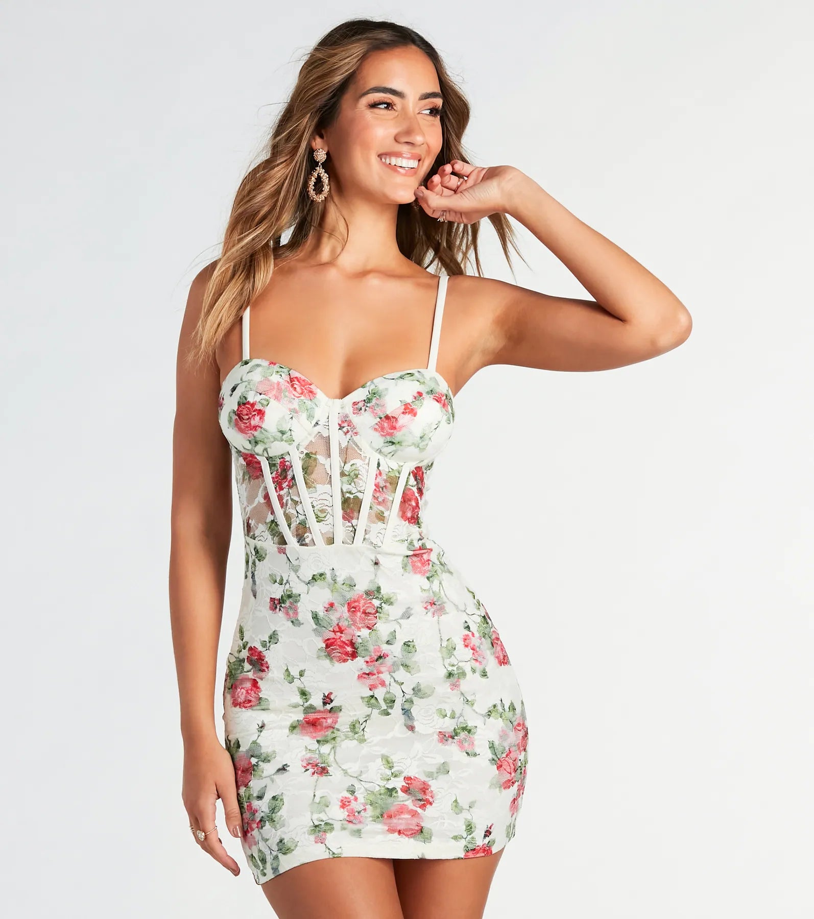 Ultimate Floral Lace Corset Mini Dress - Simply Irresistible