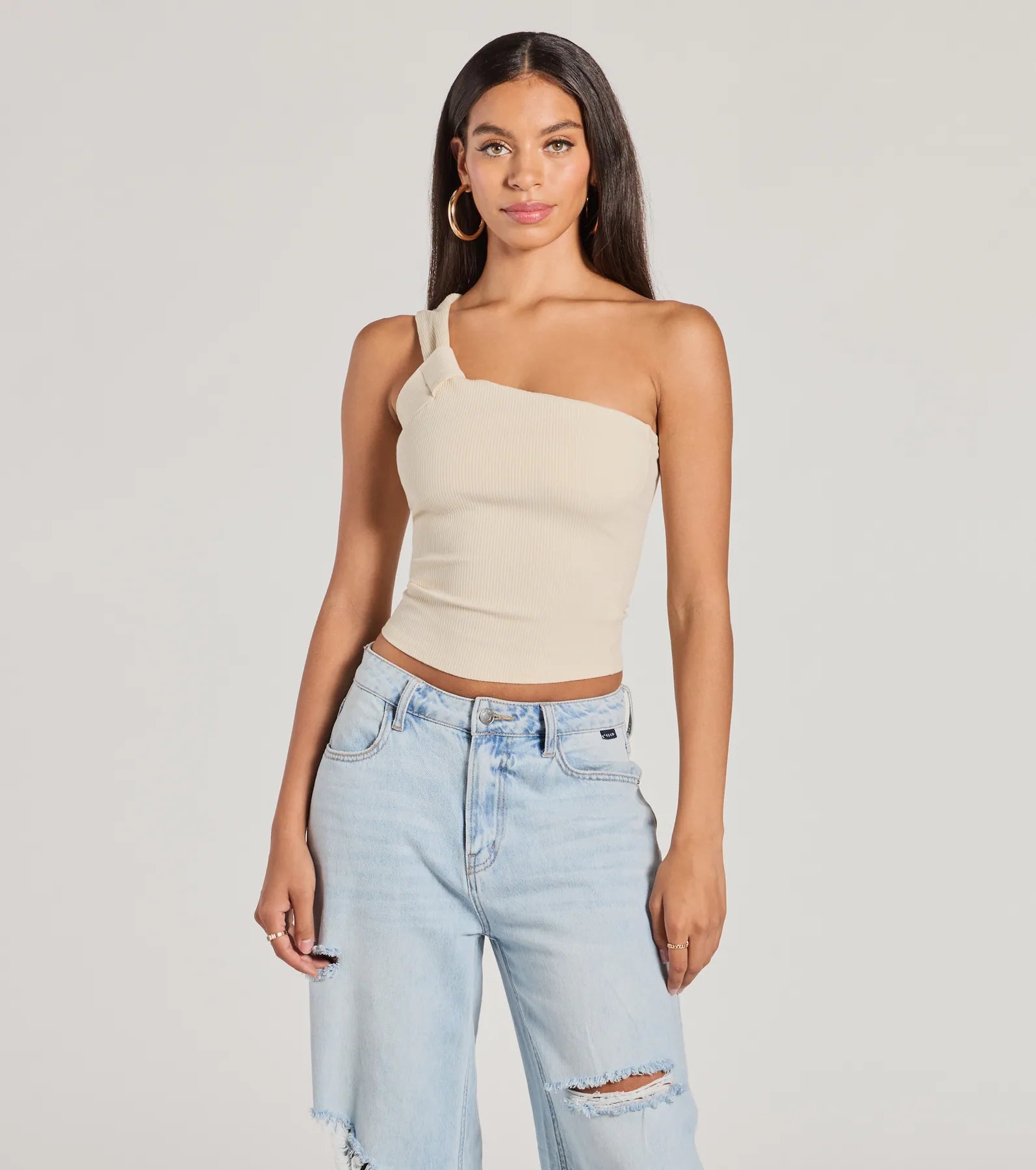 Premium One-Shoulder Crop Top - Cutely Charming