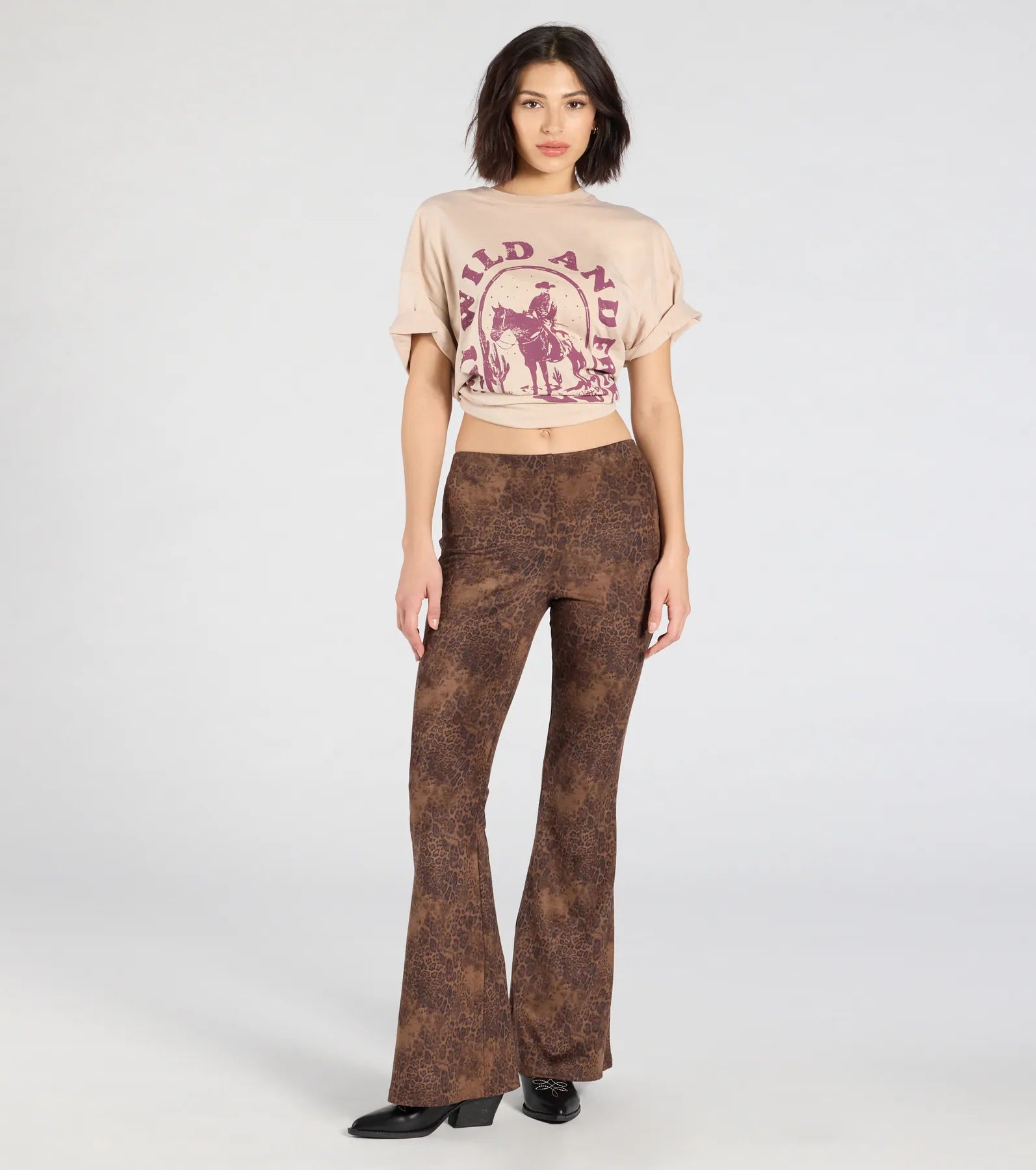 Ultimate Sassy Leopard Faux Suede Flare Pants