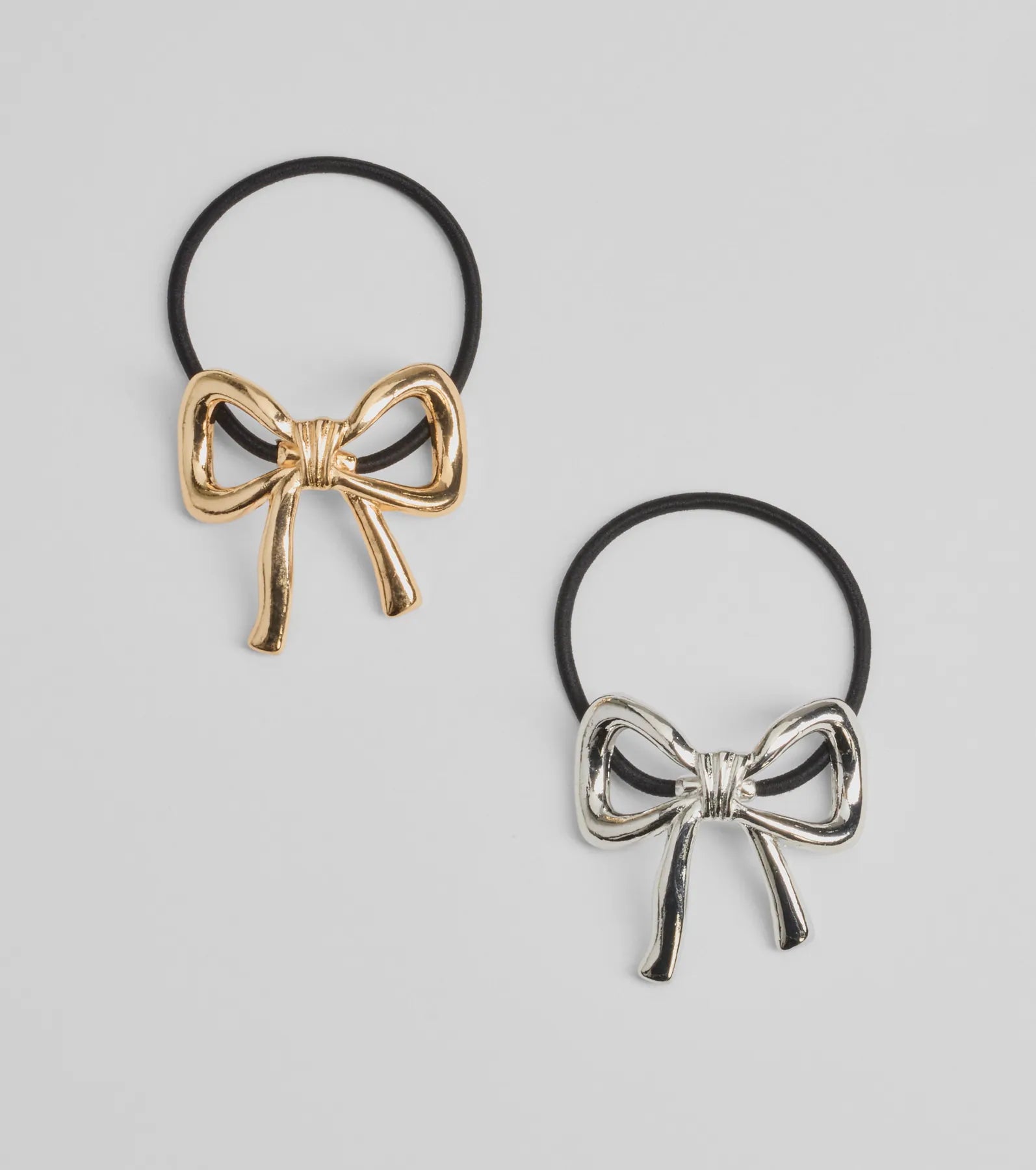 Premium Sleek Charm Hair Bow Elastic Duo