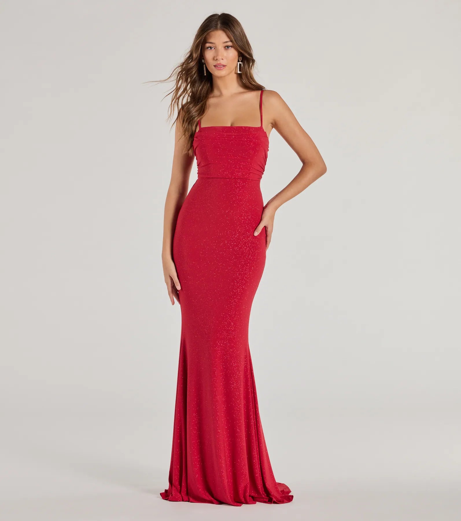 Premium Glitter Lace-Up Mermaid Gown for Special Occasions